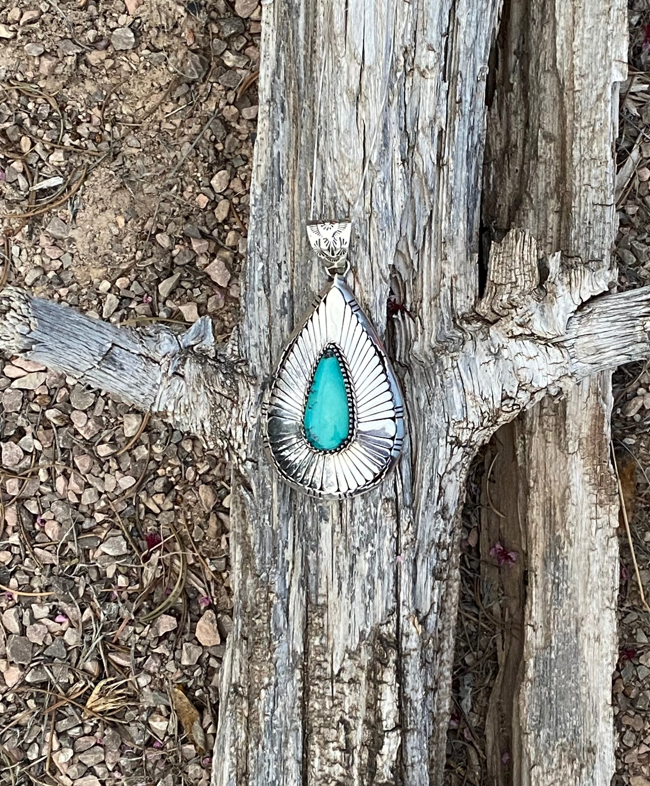Tear Drop Blue Turquoise Necklace From The Rodgers Collection