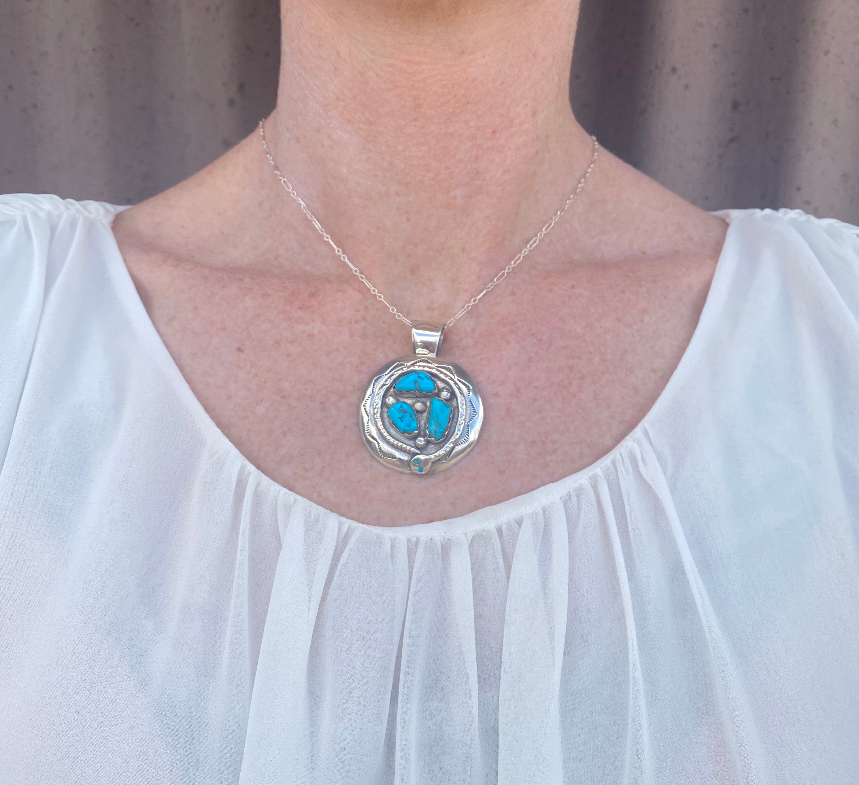 3 Stone Snake Sleeping Beauty Turquoise Necklace From The Rodgers Collection