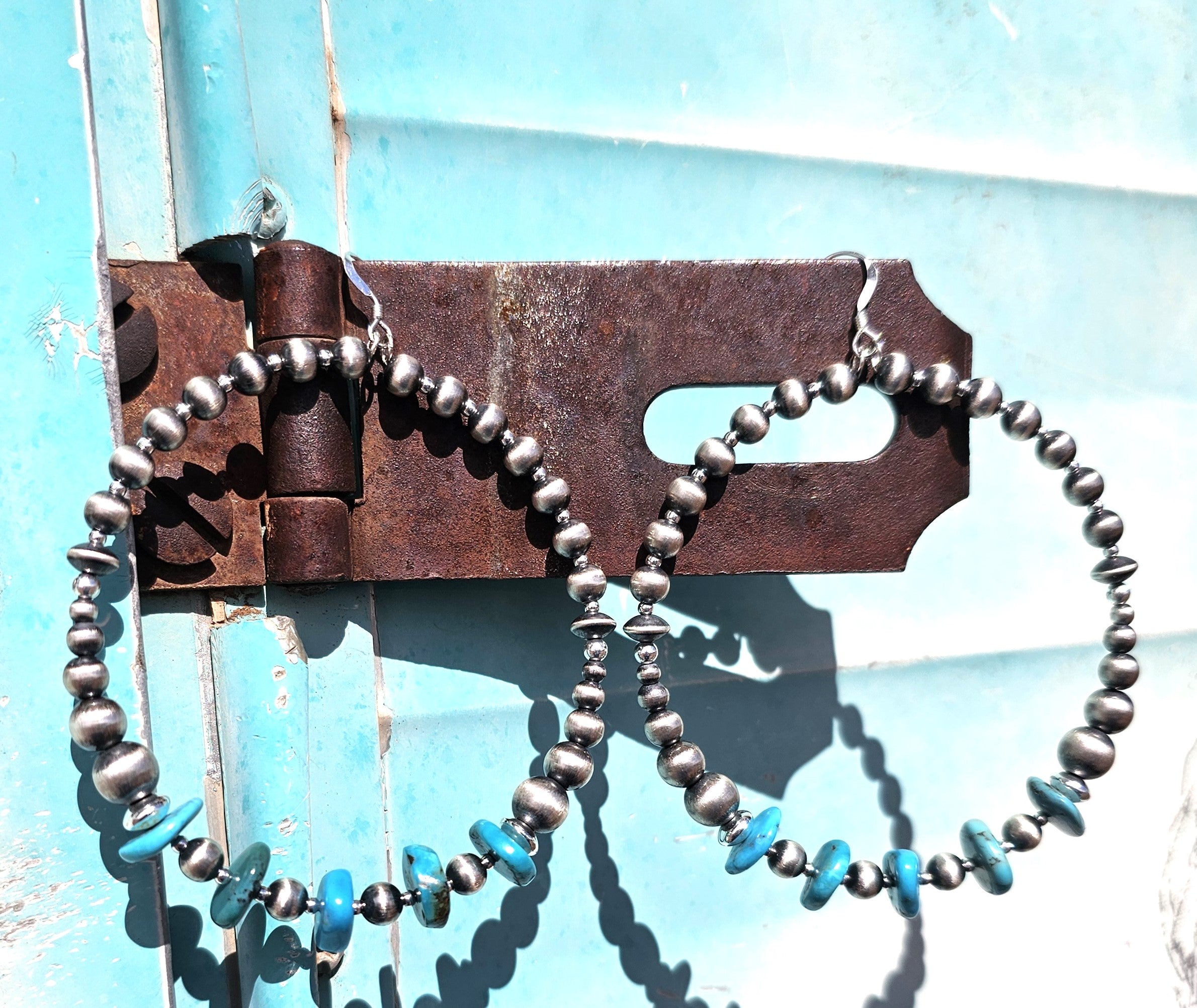 Lustrous Pearls and Turquoise Hoop Earrings