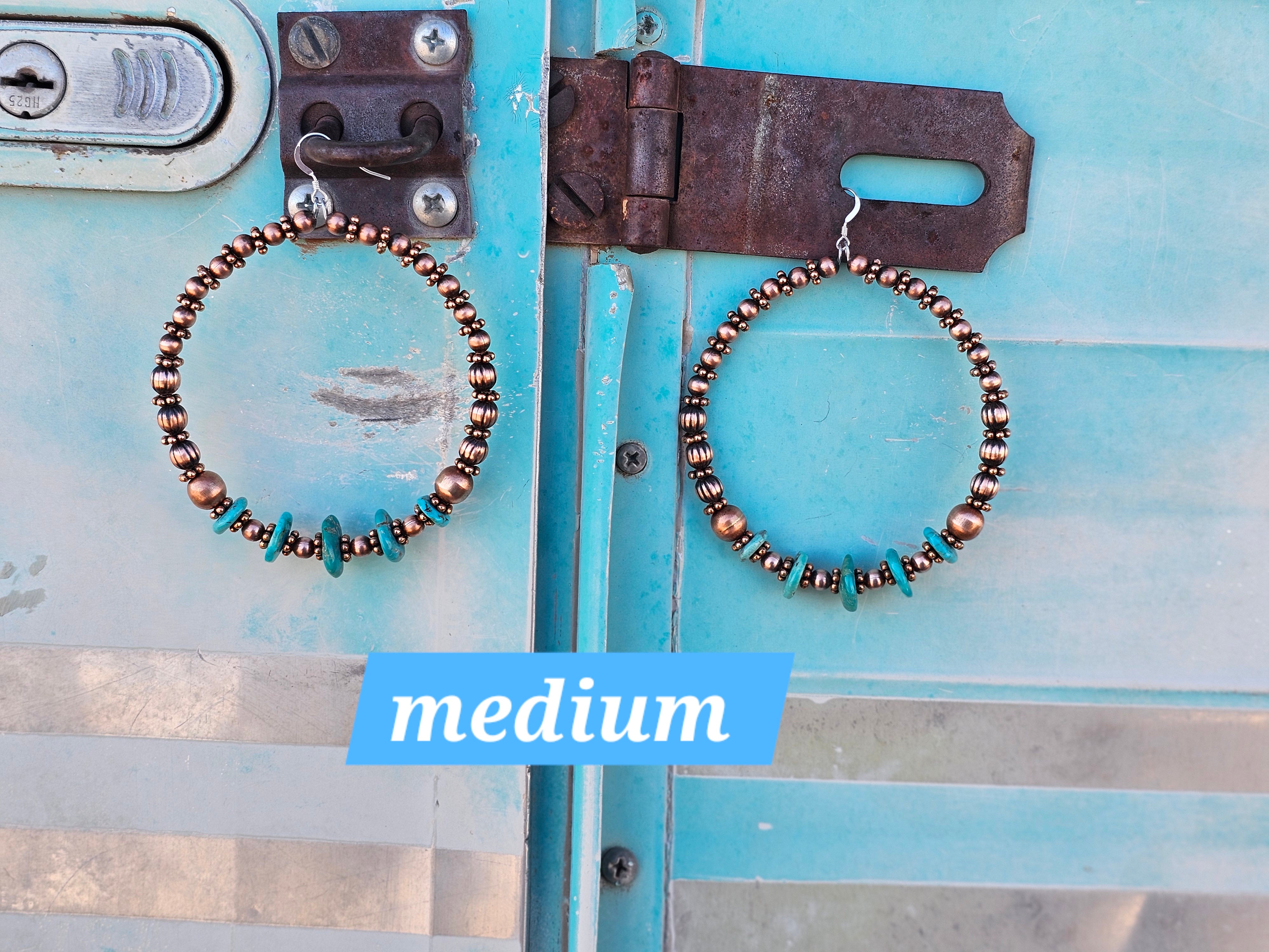 Luminous Copper Beads and Turquoise Hoop Earrings