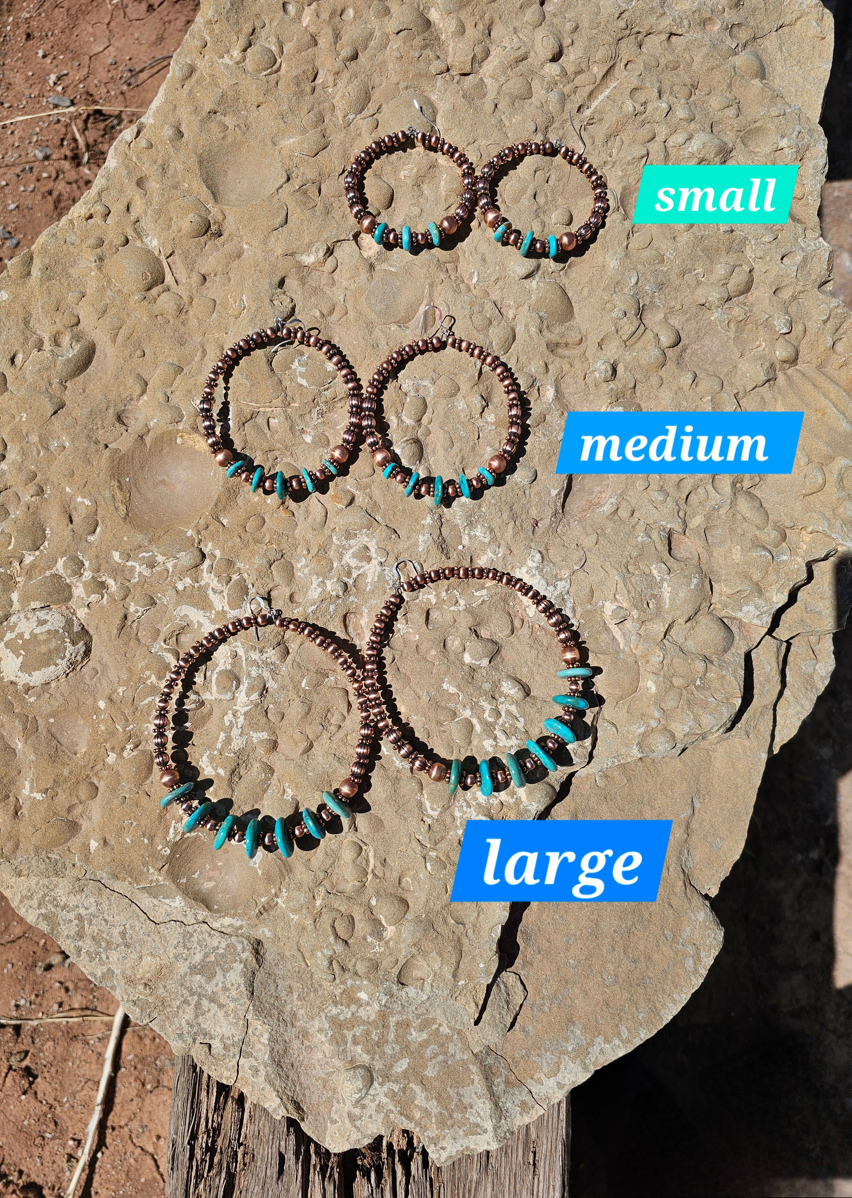 Luminous Copper Beads and Turquoise Hoop Earrings