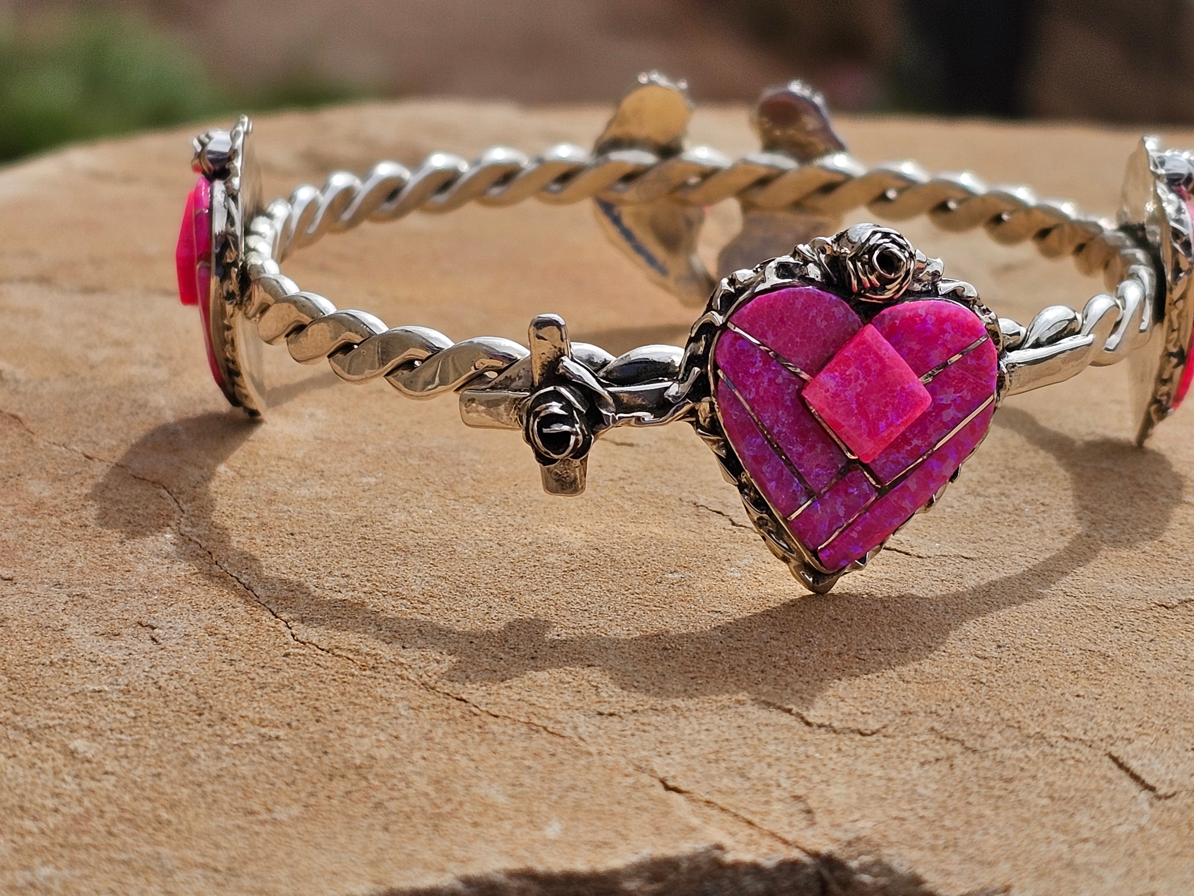 Whole Hearted Cultured Pink Opal Bangles