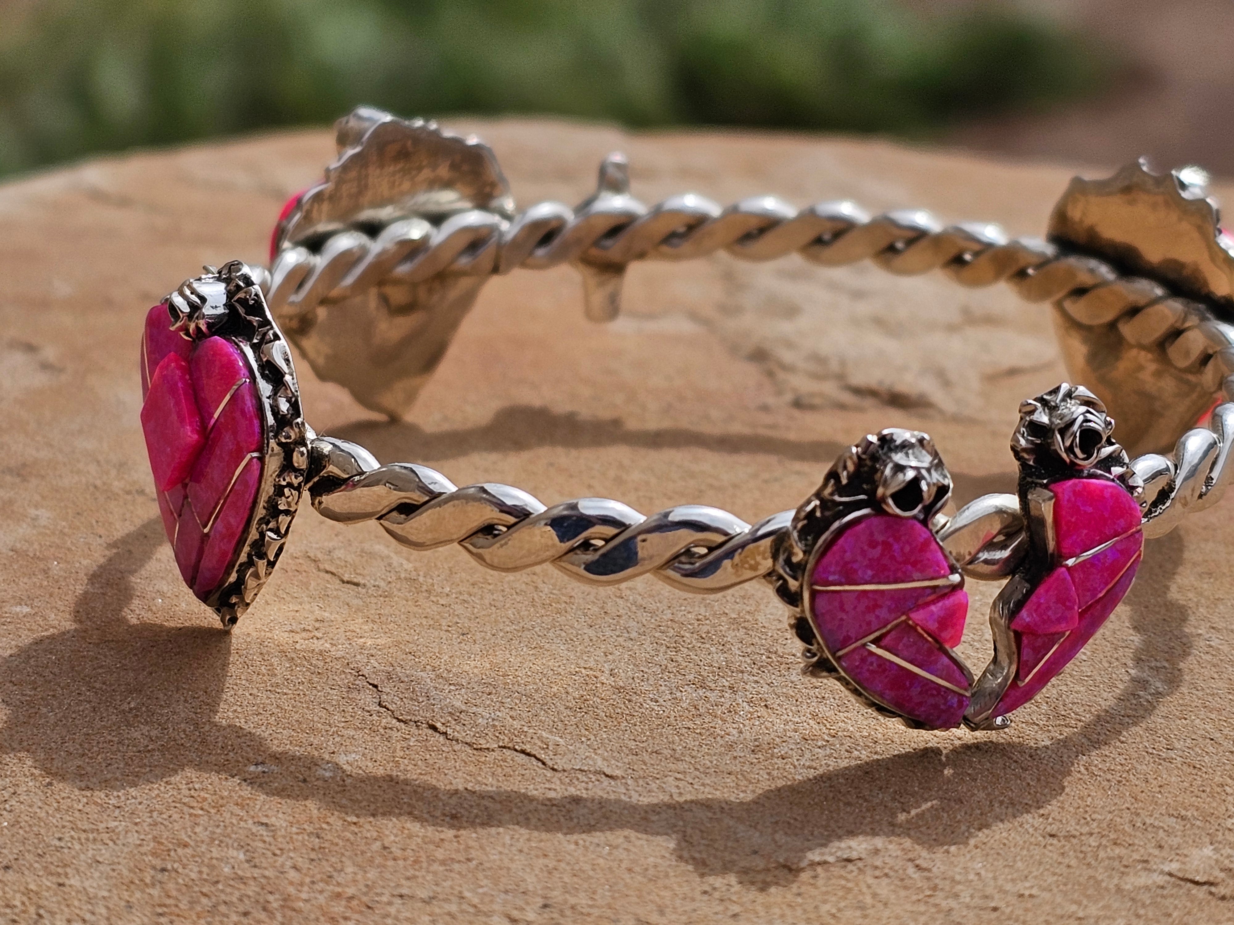 Whole Hearted Cultured Pink Opal Bangles