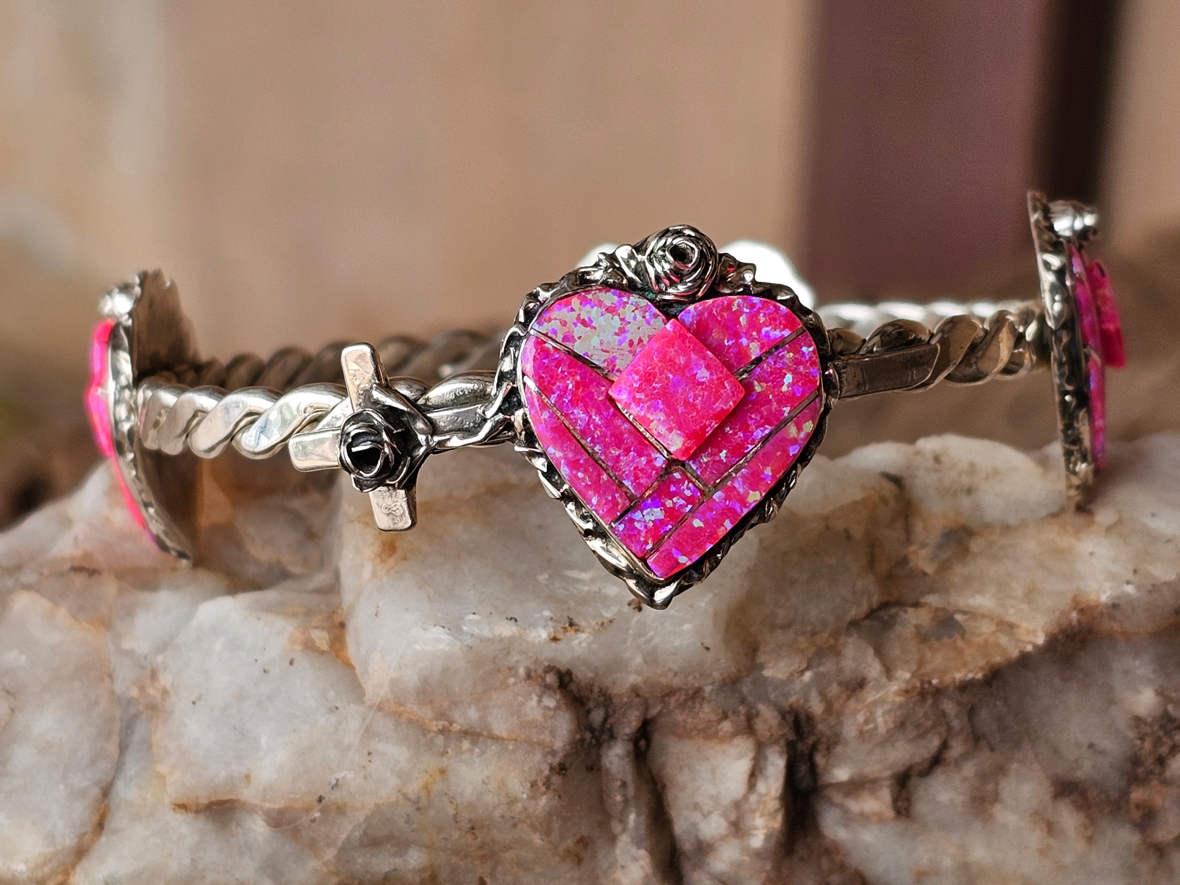 Whole Hearted Cultured Pink Opal Bangles