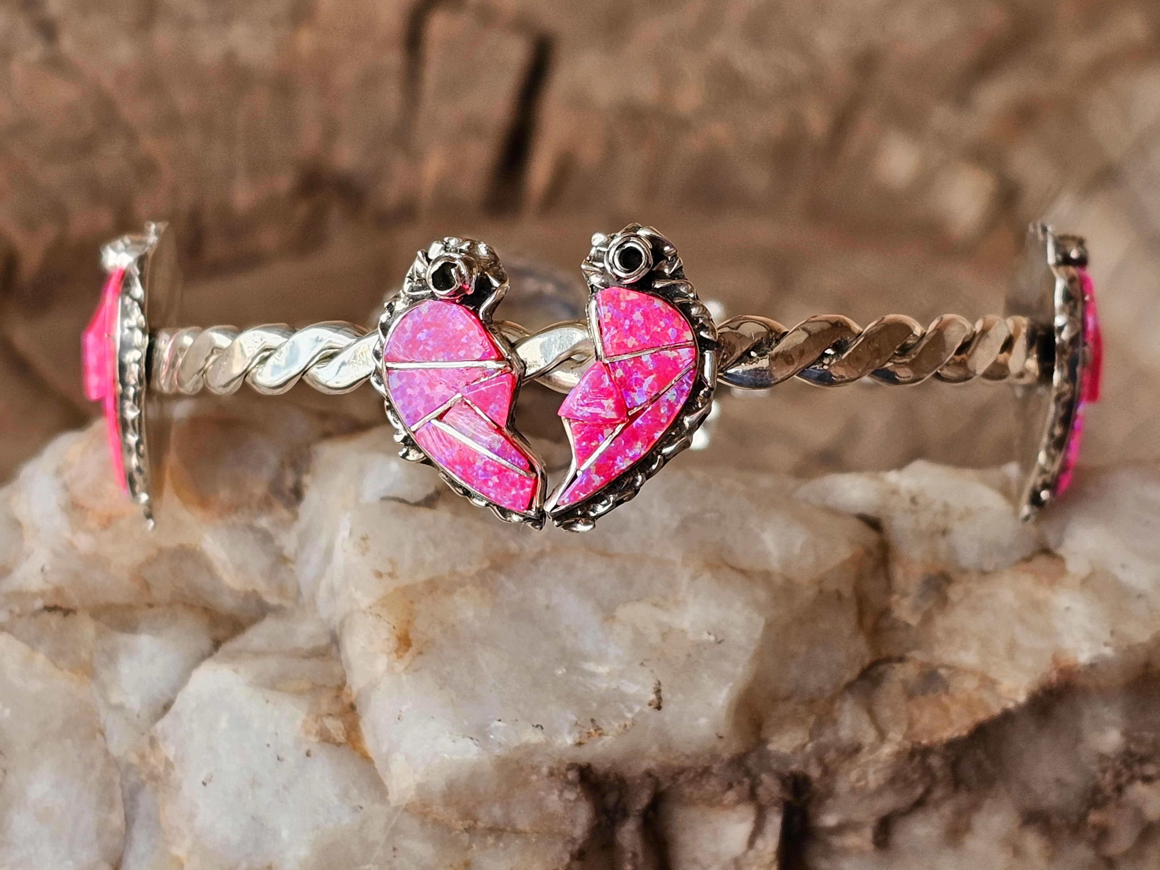 Whole Hearted Cultured Pink Opal Bangles