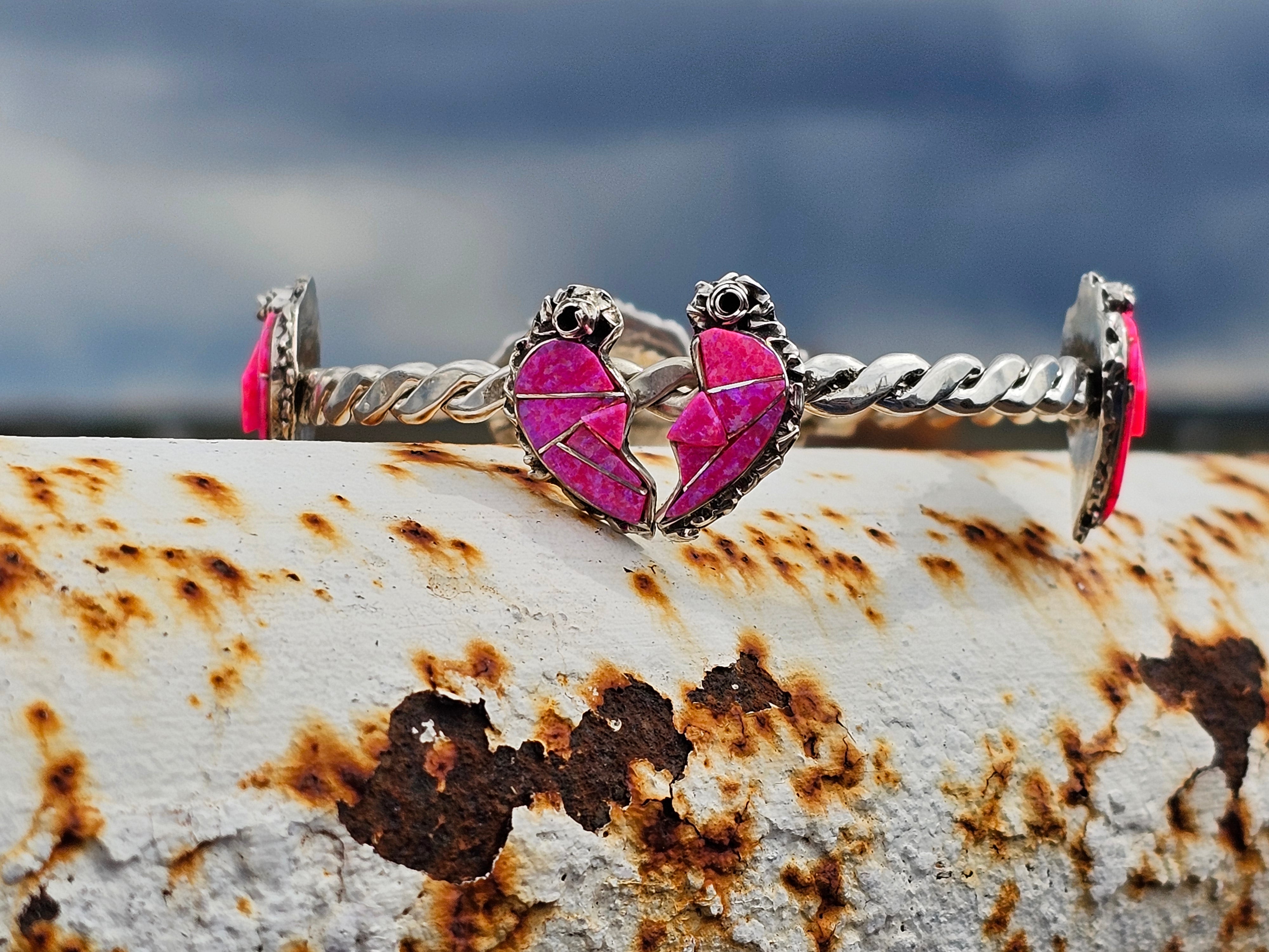 Whole Hearted Cultured Pink Opal Bangles