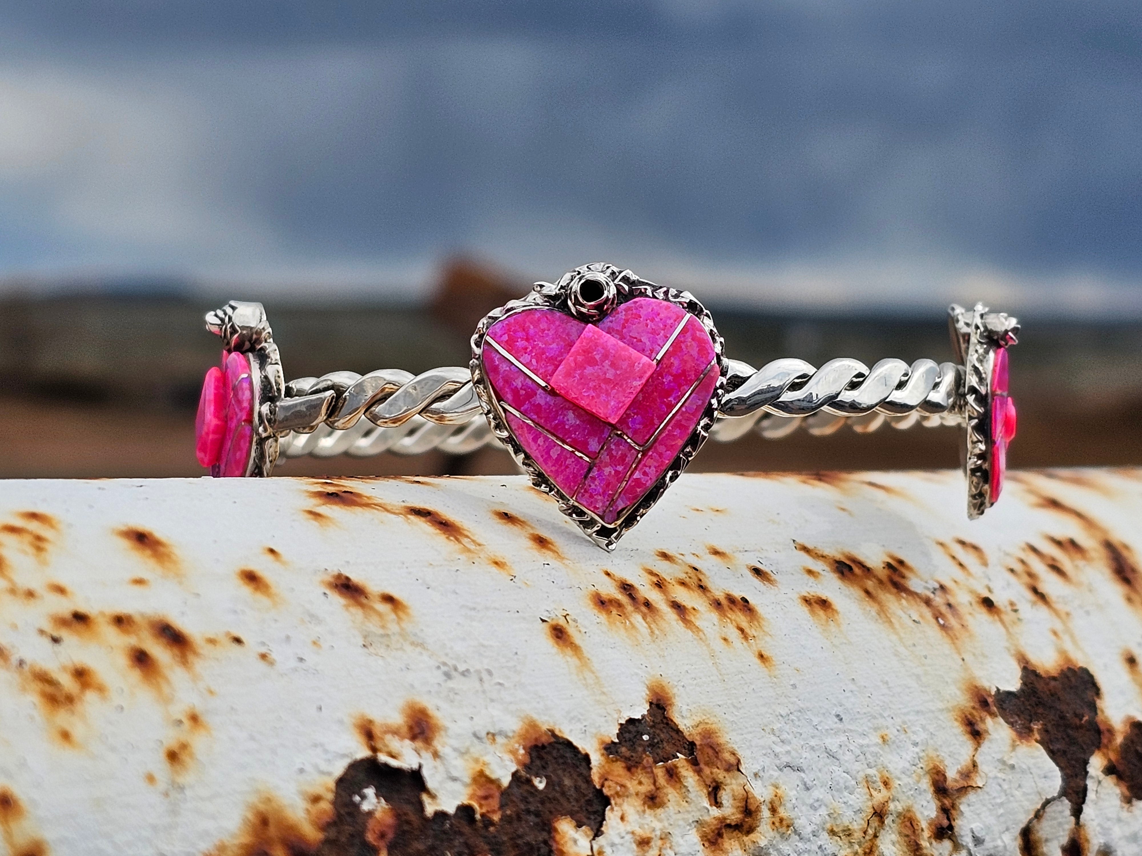 Whole Hearted Cultured Pink Opal Bangles