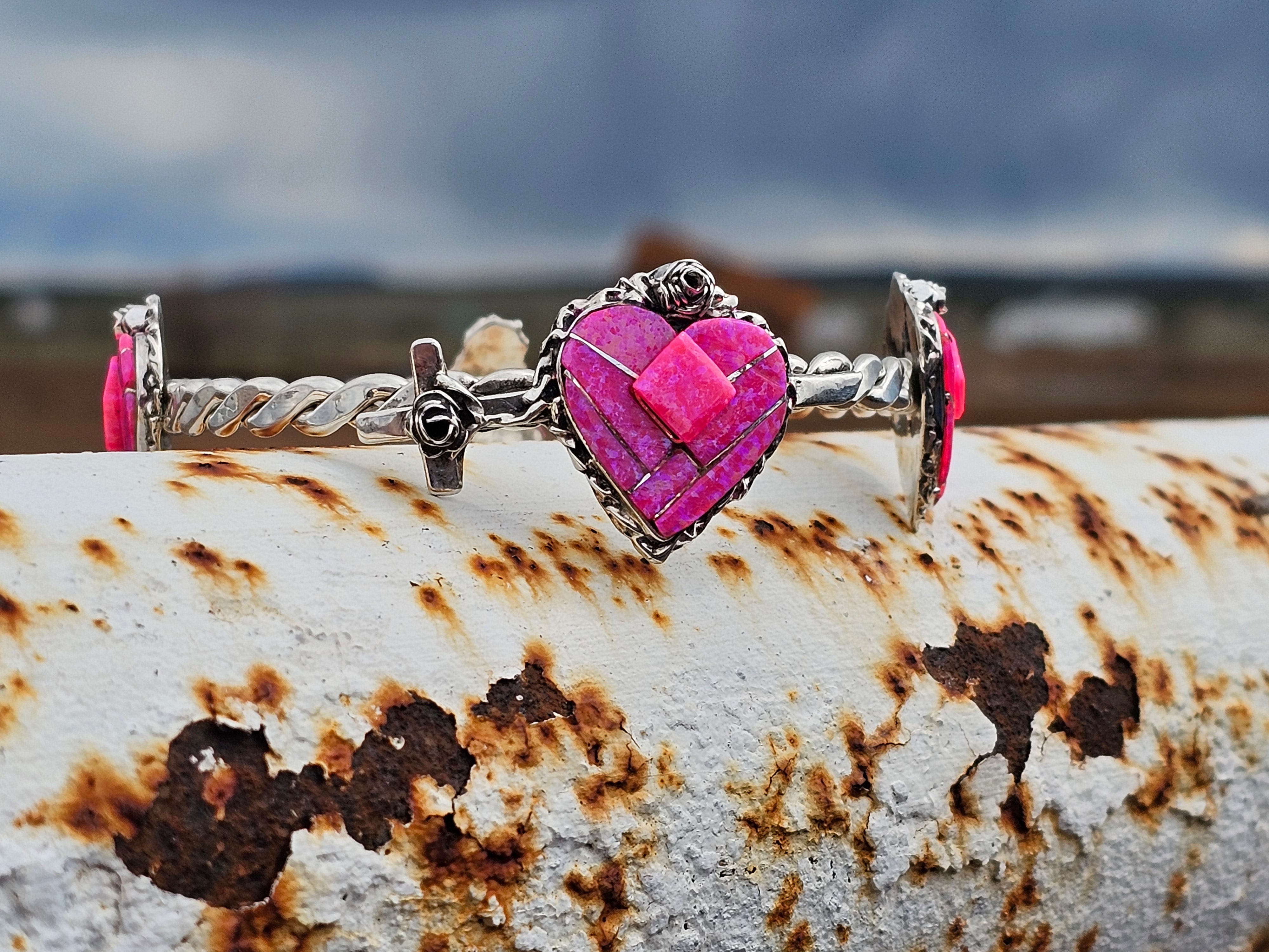 Whole Hearted Cultured Pink Opal Bangles