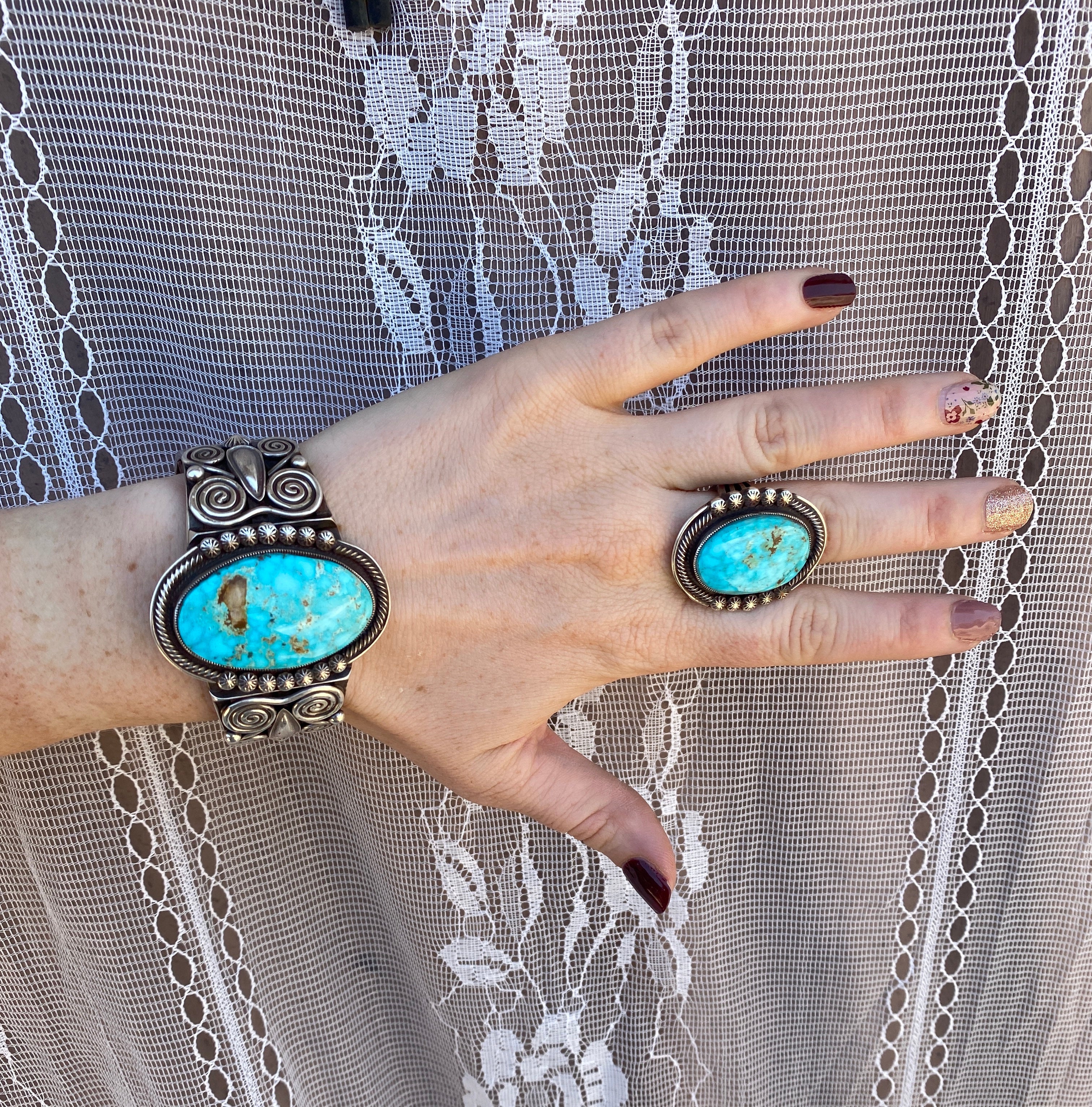 Stunner Turquoise Cuff and Ring Set From The Rodgers Collection