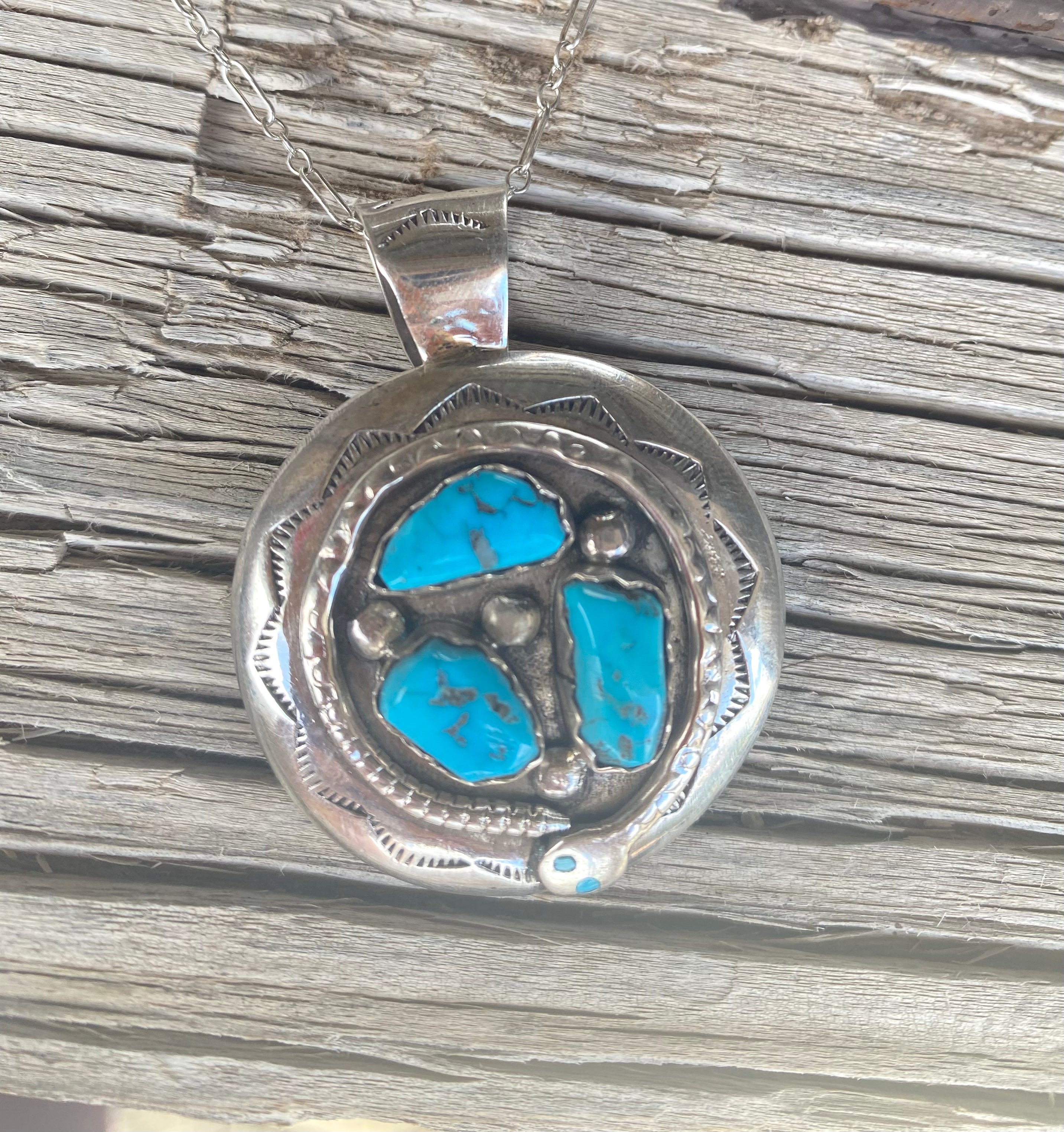 3 Stone Snake Sleeping Beauty Turquoise Necklace From The Rodgers Collection