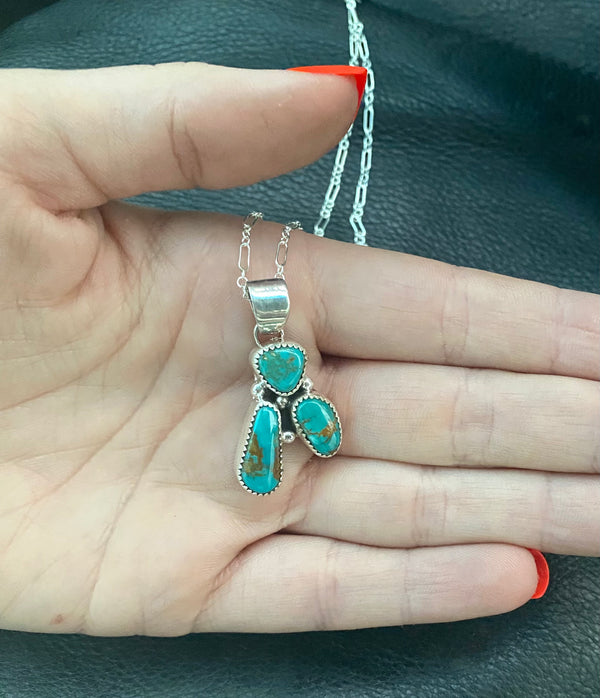 3 Stone Nevada Turquoise Necklace From The Rodgers Collection