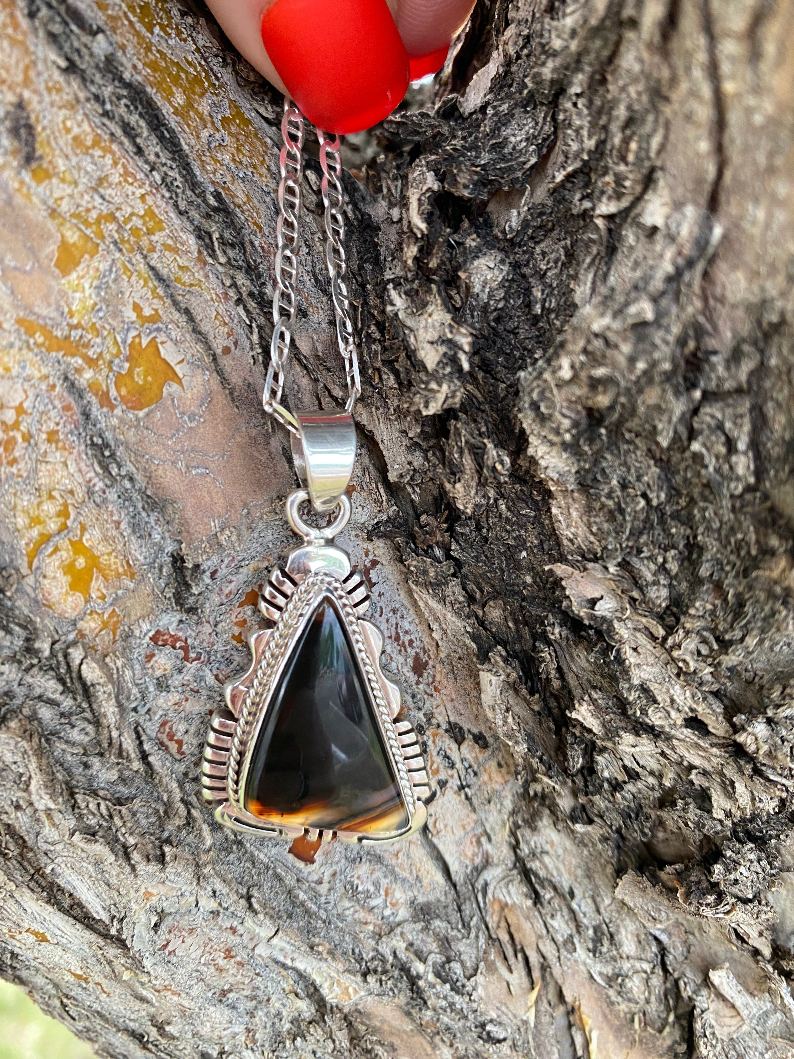 Triangle Tiger’s Eye Necklace From The Rodgers Collection