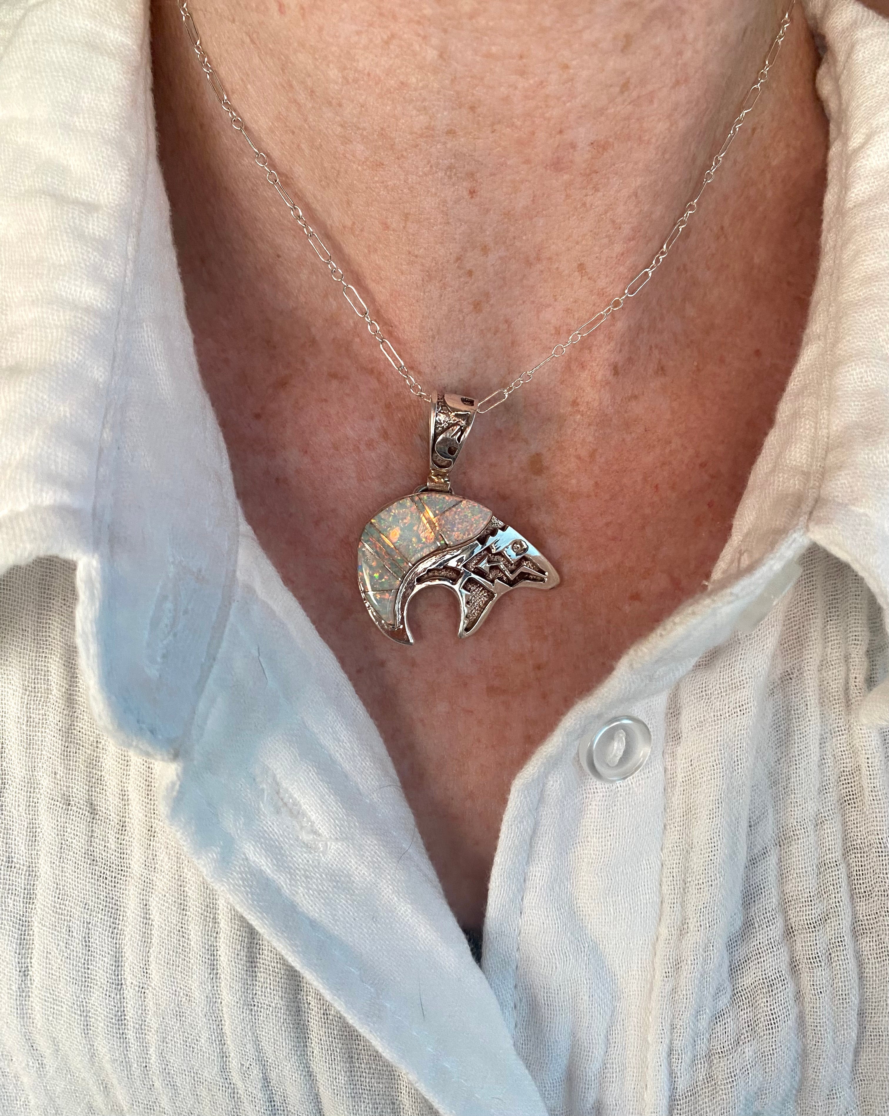 Native Opal Bear Necklace From The Rodgers Collection
