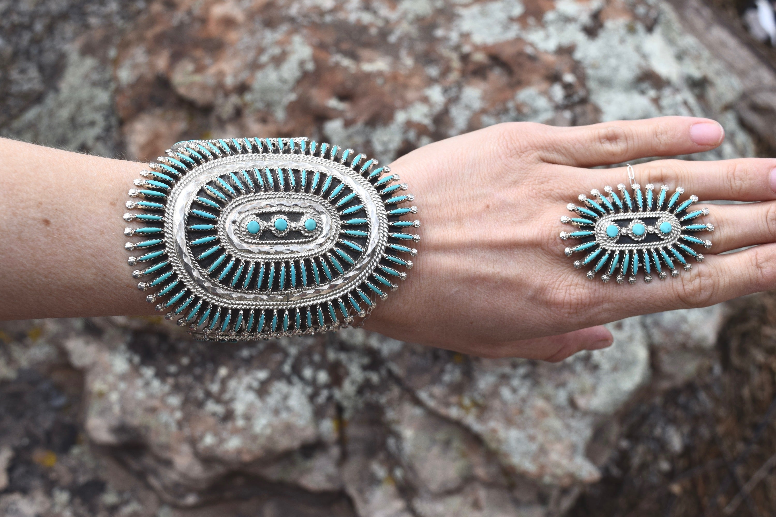 VINATGE ZUNI CUFF AND RING SET