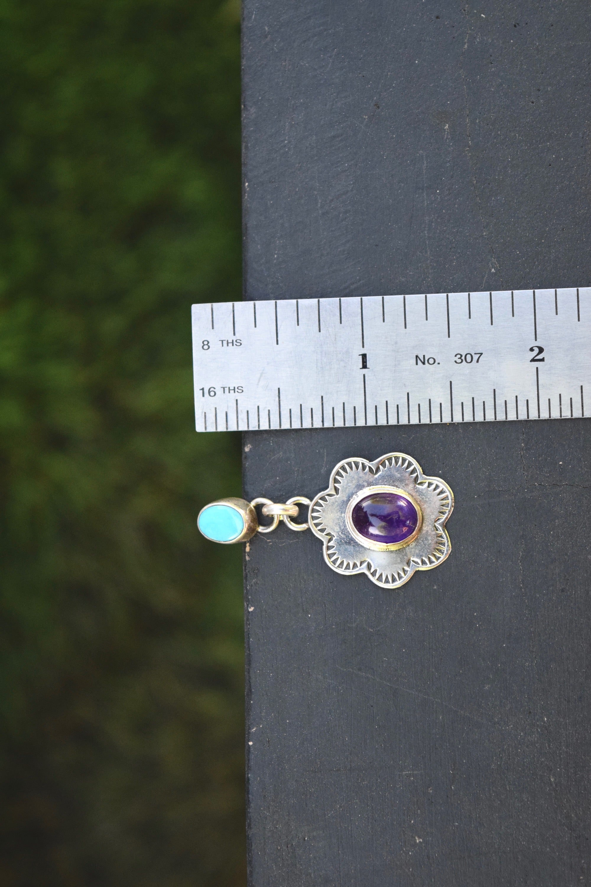 TURQUOISE AND AMETHYST FLORAL EARRINGS FROM THE RODGERS COLLECTION