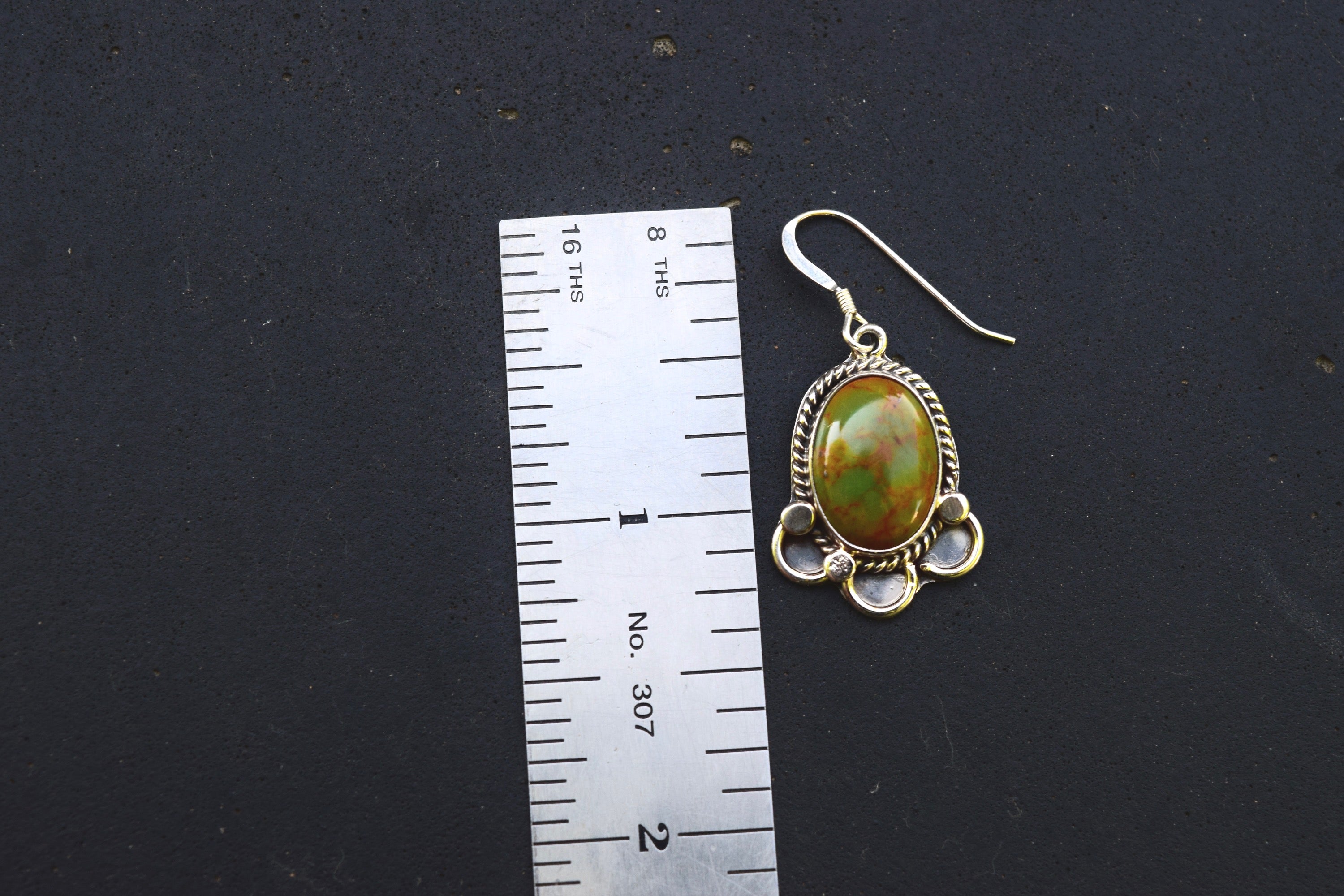 GREEN NEVADA TURQUOISE DANGLE EARRINGS FROM THE RODGERS COLLECTION