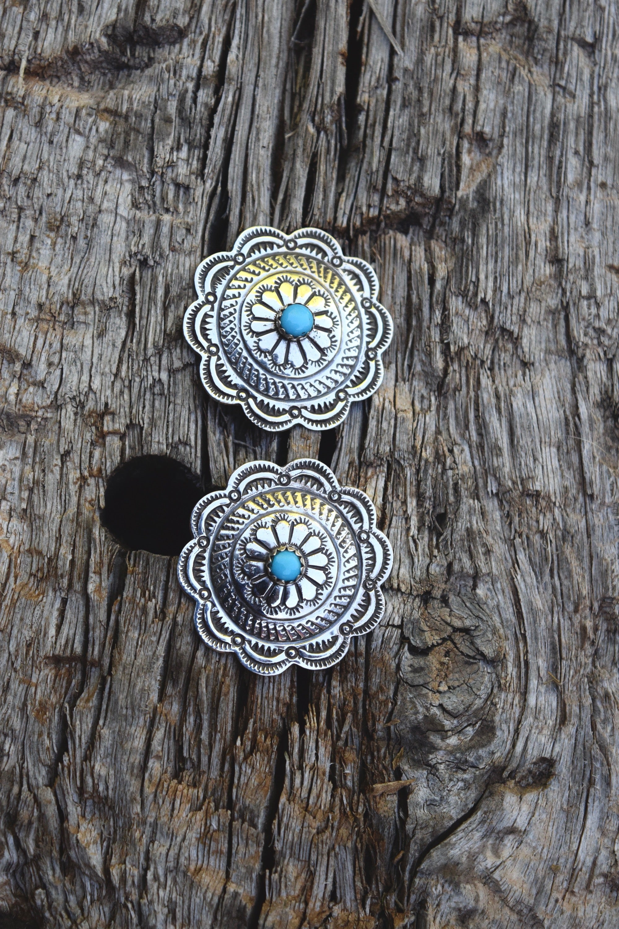 VINTAGE STAMPED CONCHO EARRINGS FROM THE RODGERS COLLECTION