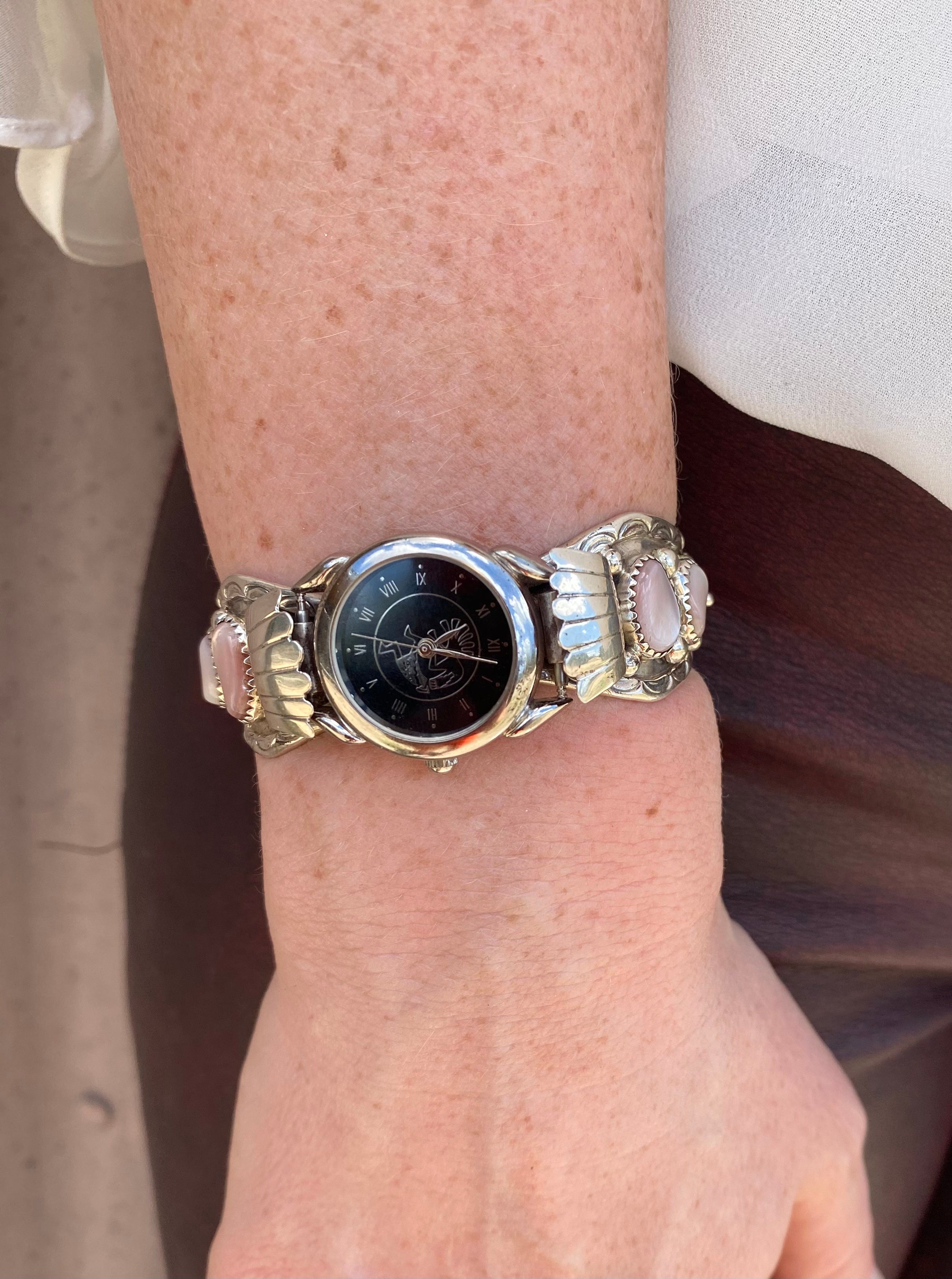 Kokopelli Pink Shell Watch Cuff From The Rodgers Collection