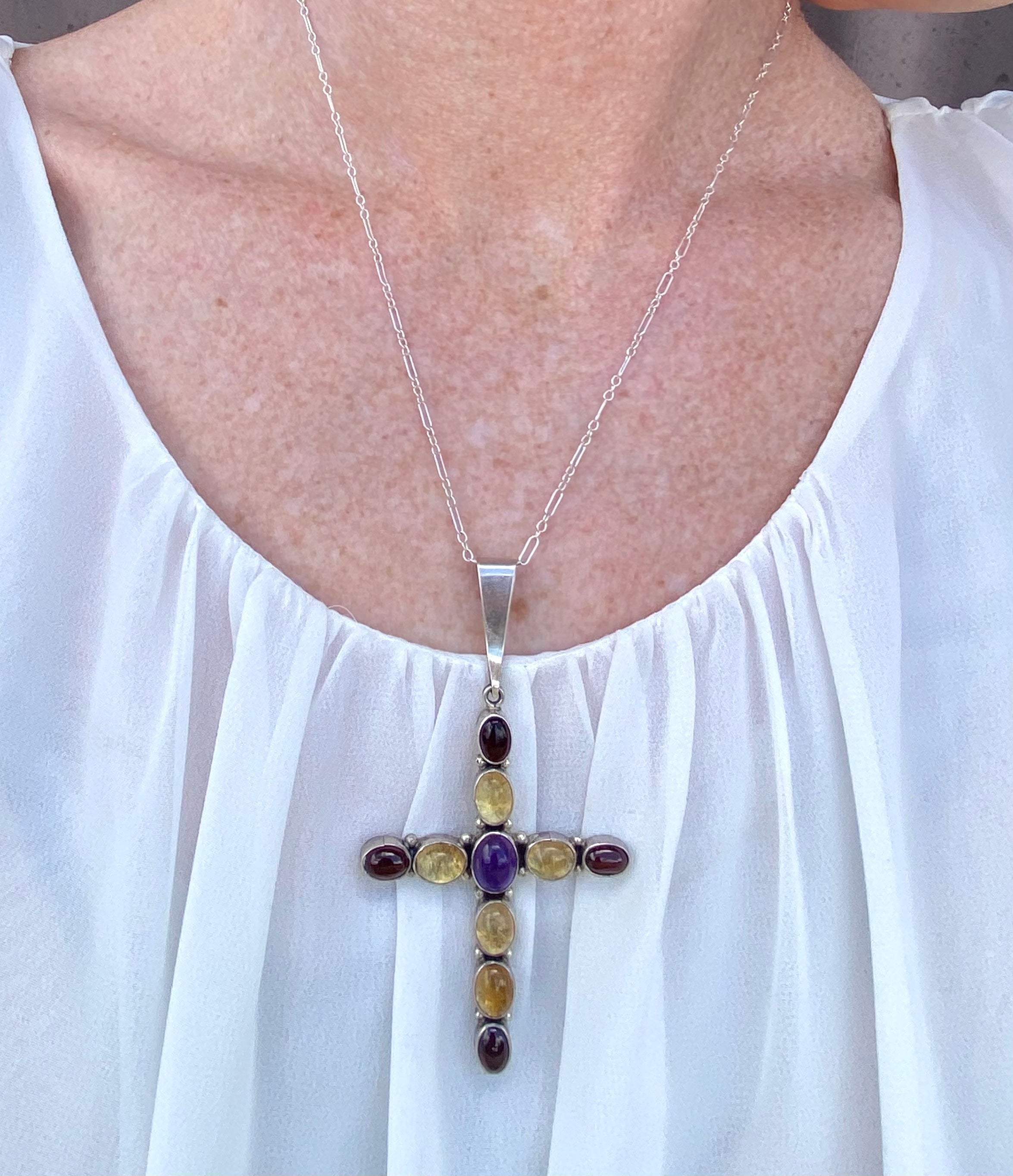 Jeweled Cross Necklace From The Rodgers Collection