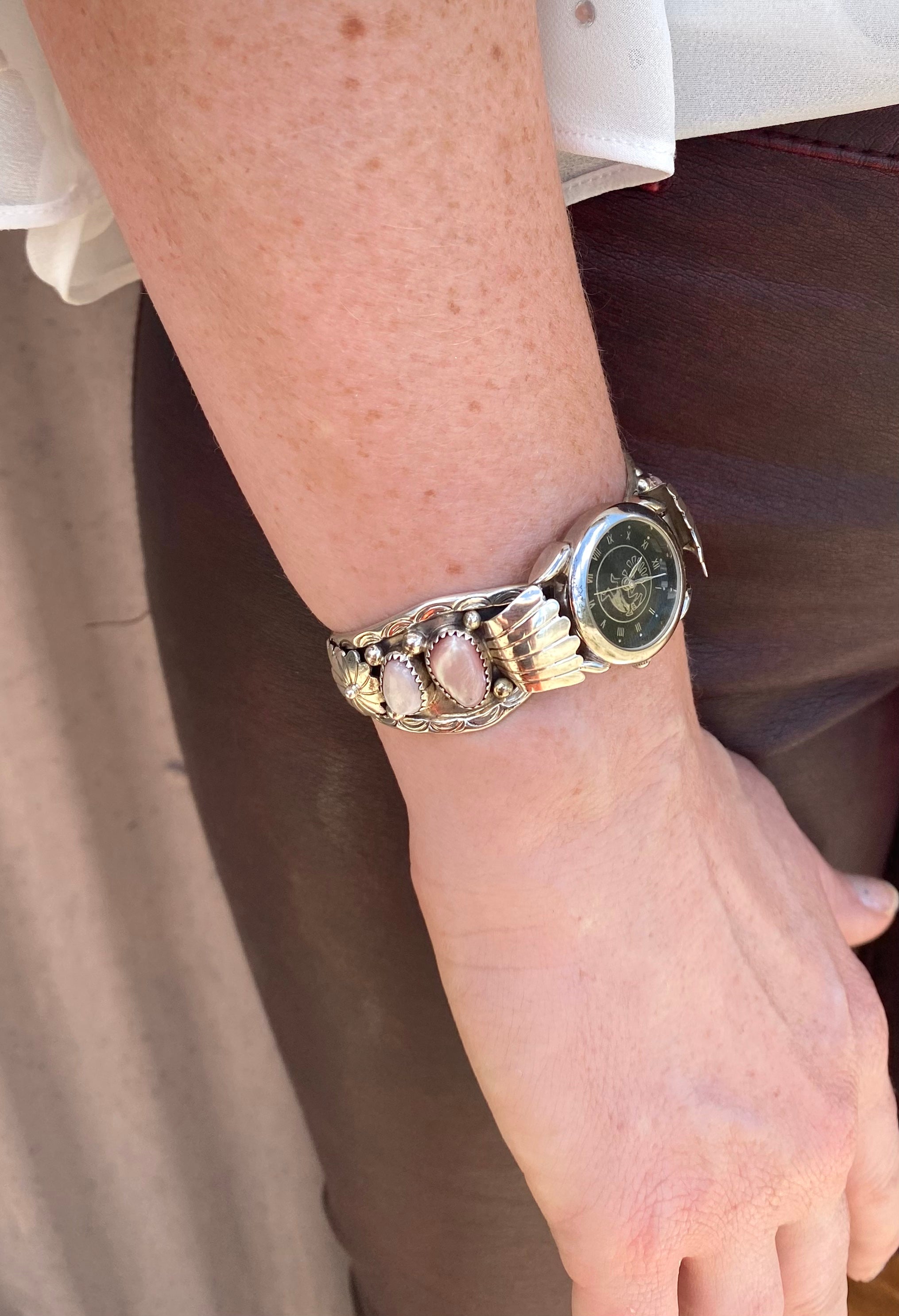 Kokopelli Pink Shell Watch Cuff From The Rodgers Collection