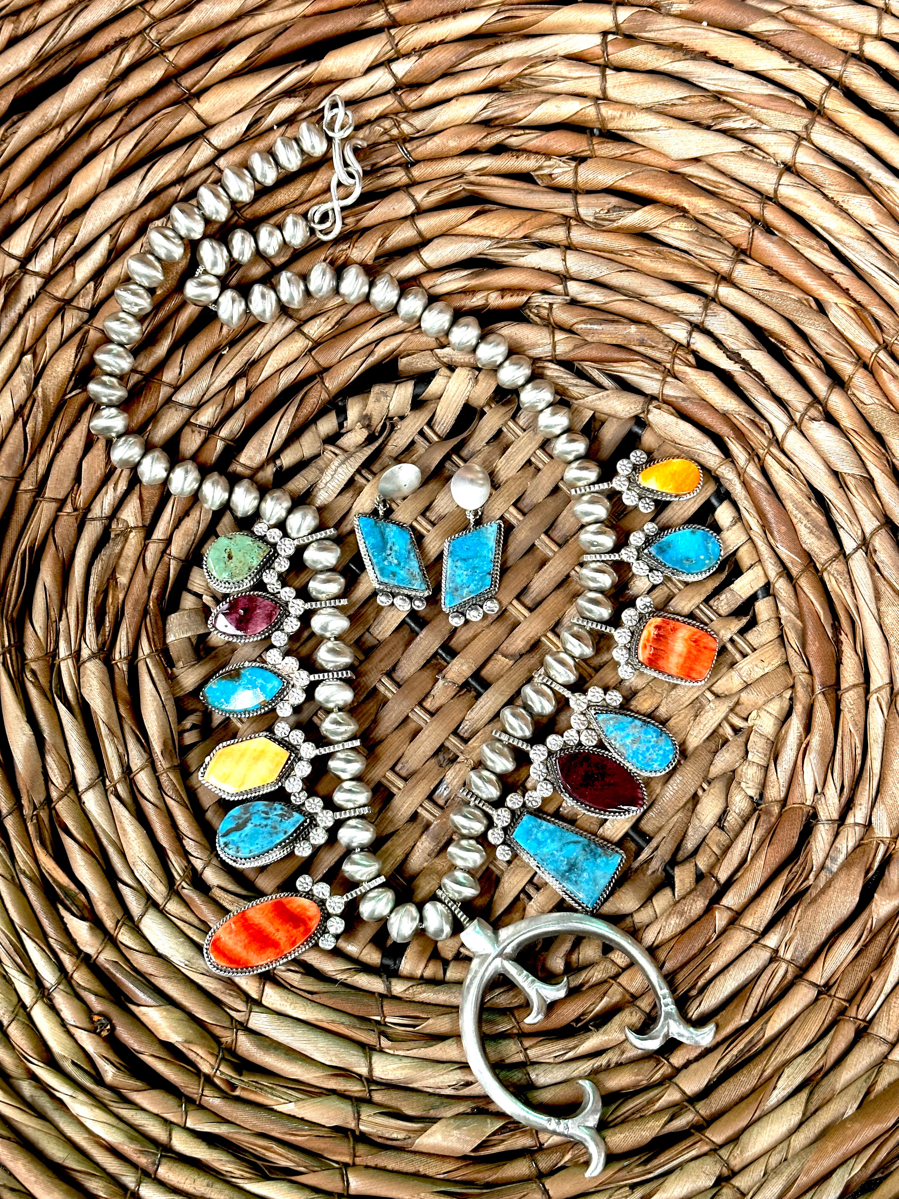 Taste the Rainbow! Multi Stone Squash Blossom by Navajo artist Selena Warner