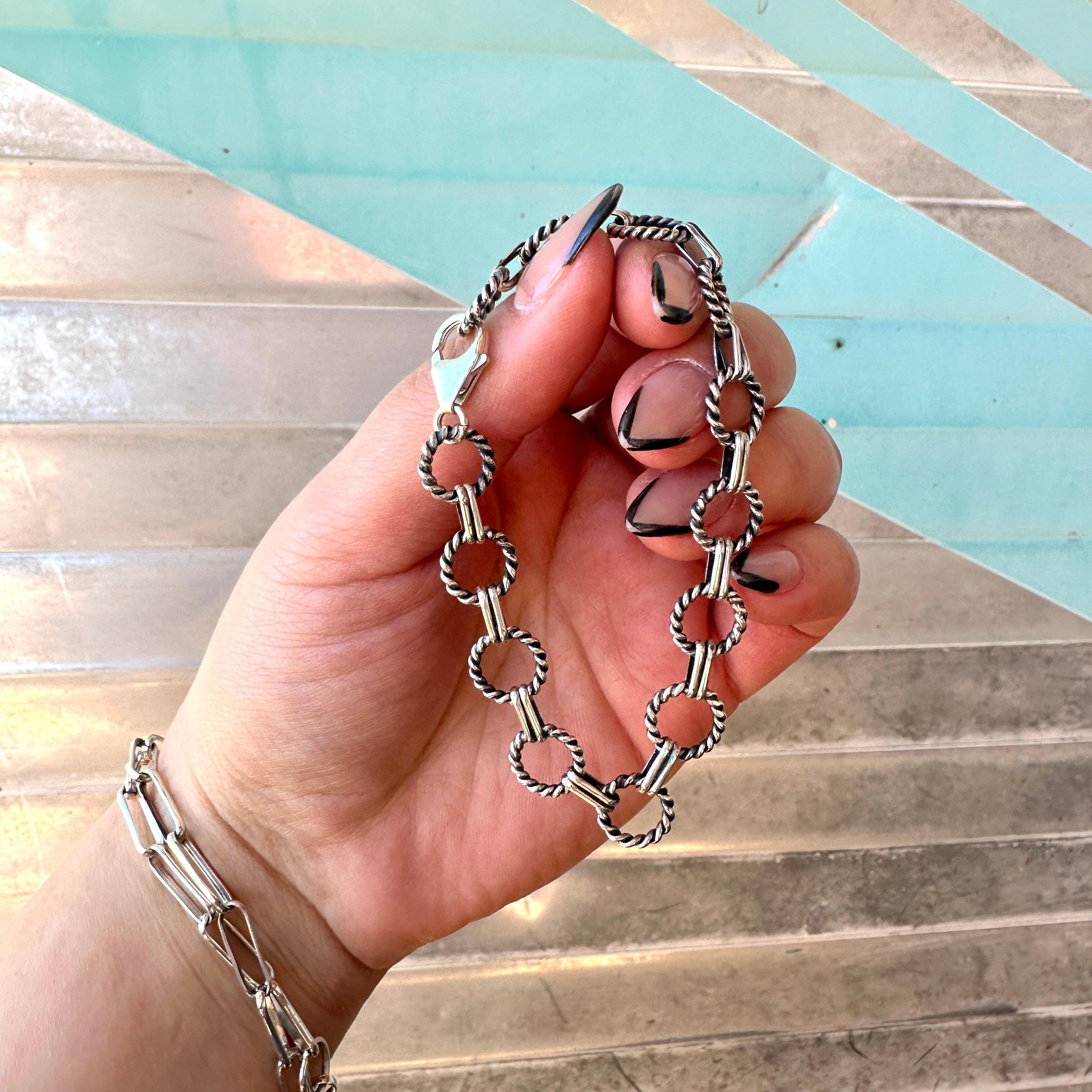 Twisted Link Charm Bracelet