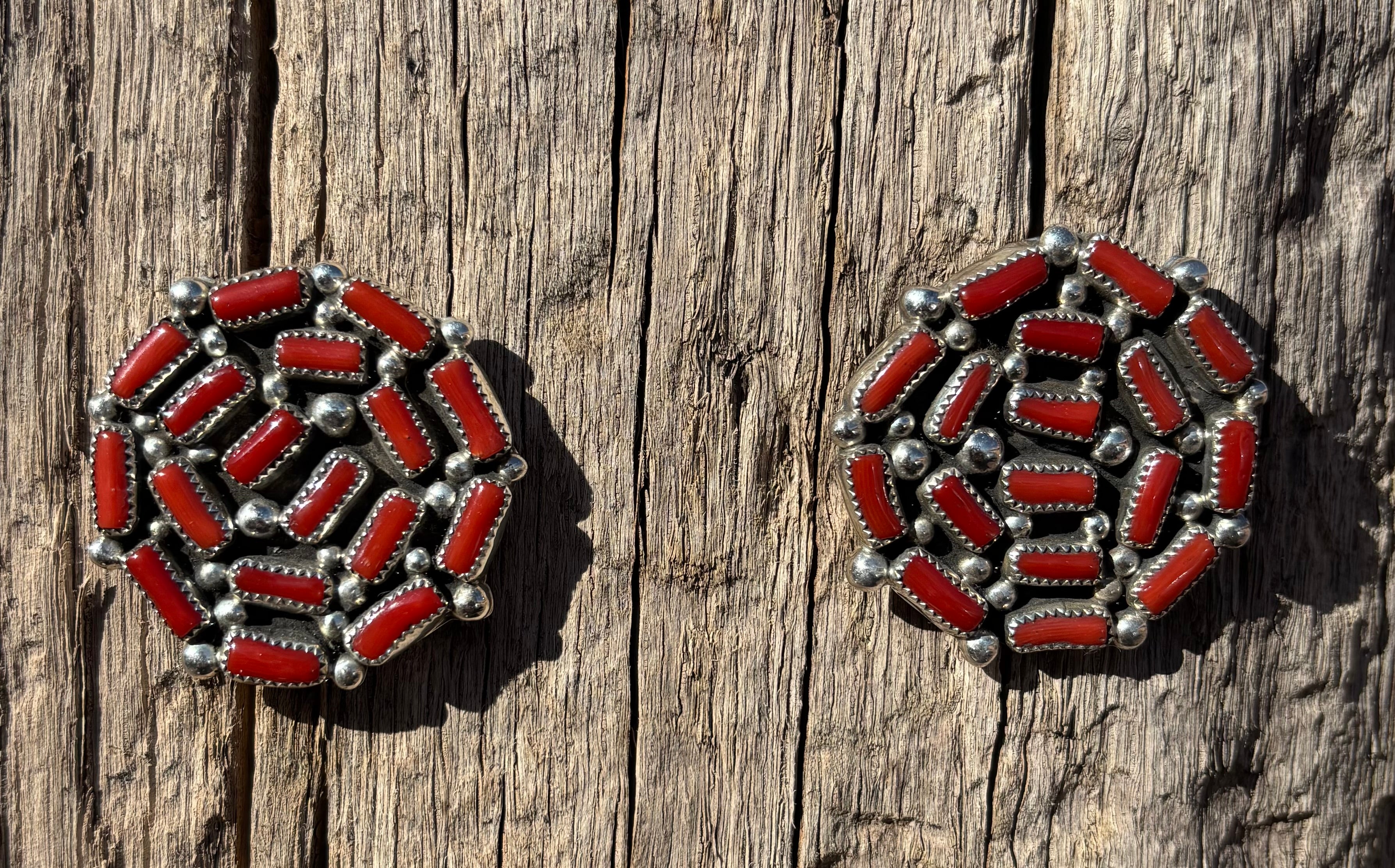 Zuni Red Cluster Earrings