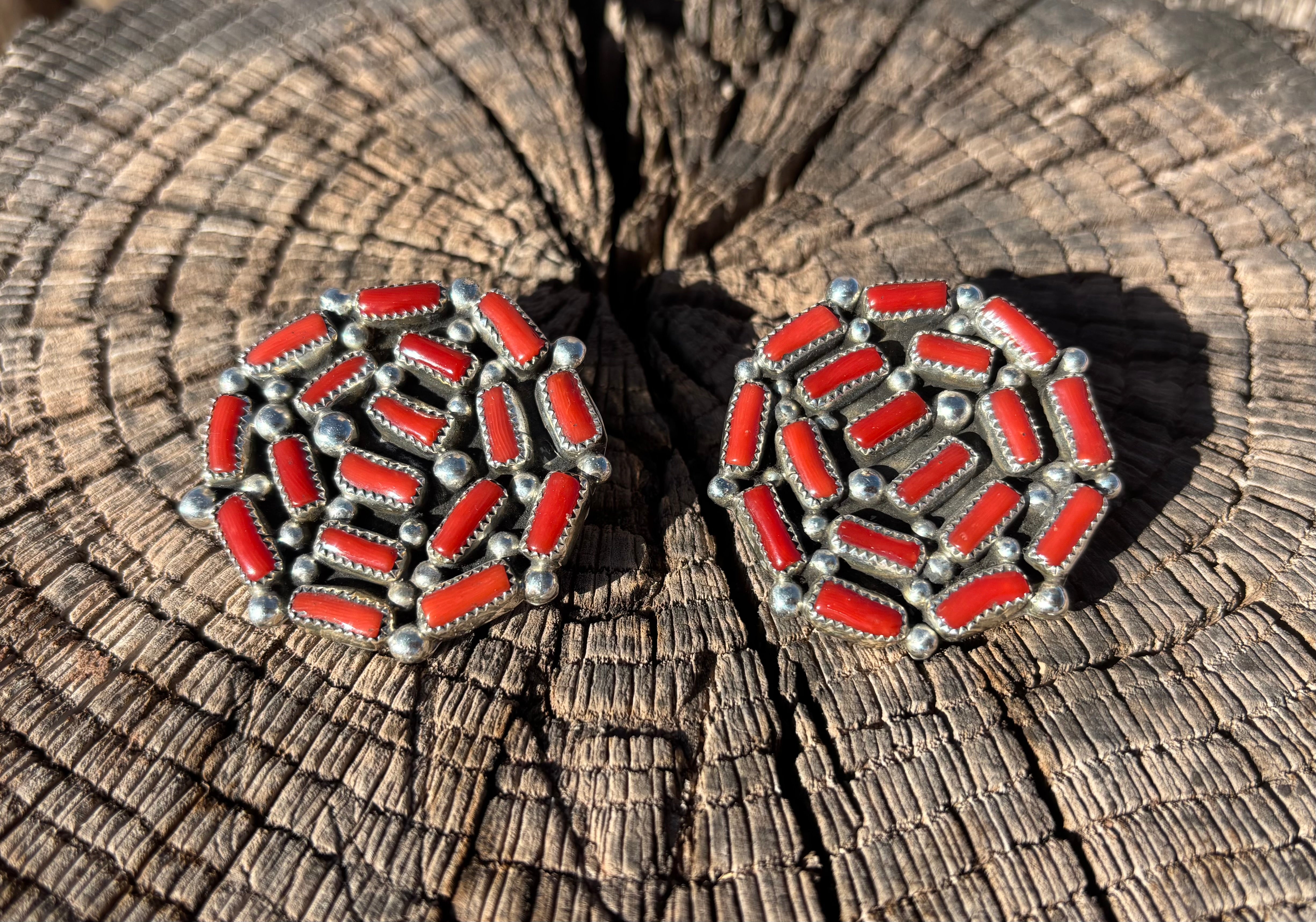 Zuni Red Cluster Earrings
