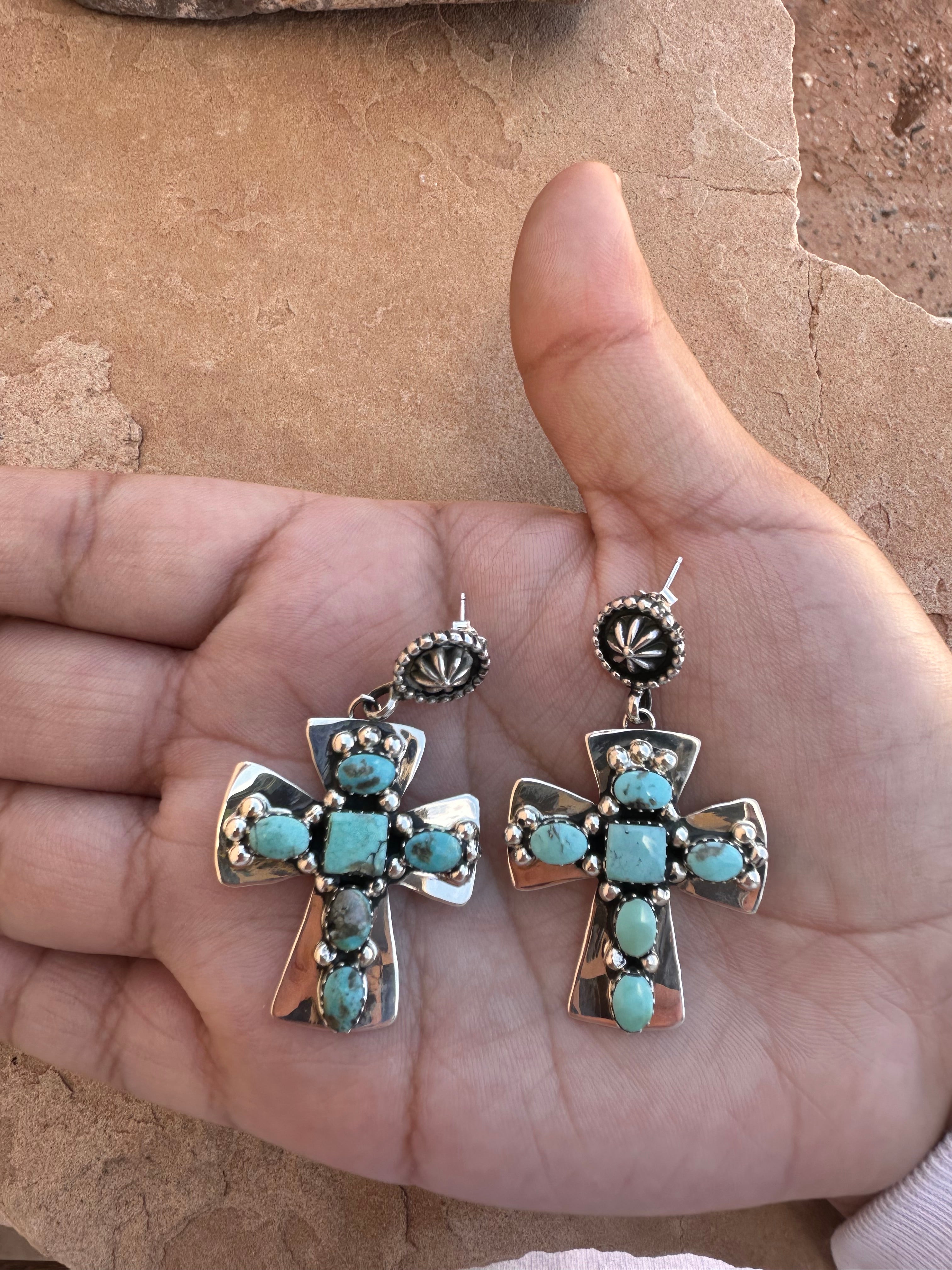 Chaco Canyon Kingsman Turquoise Cross Earrings