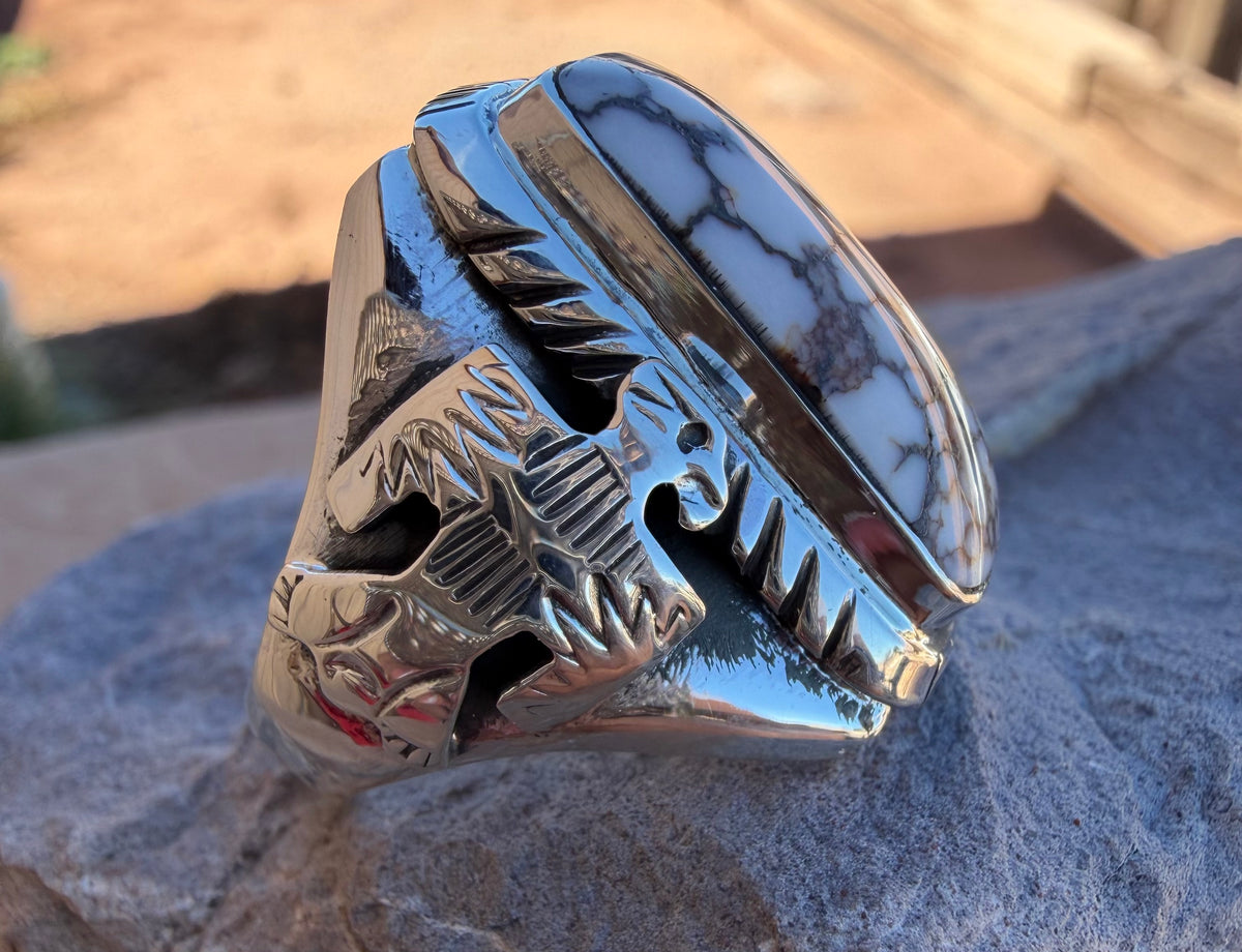 Rectangular White Buffalo Ring