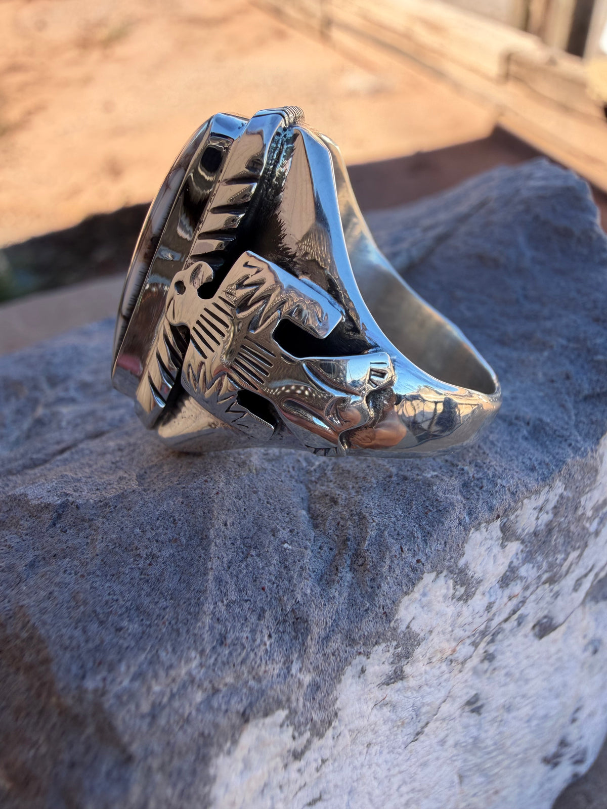 Rectangular White Buffalo Ring