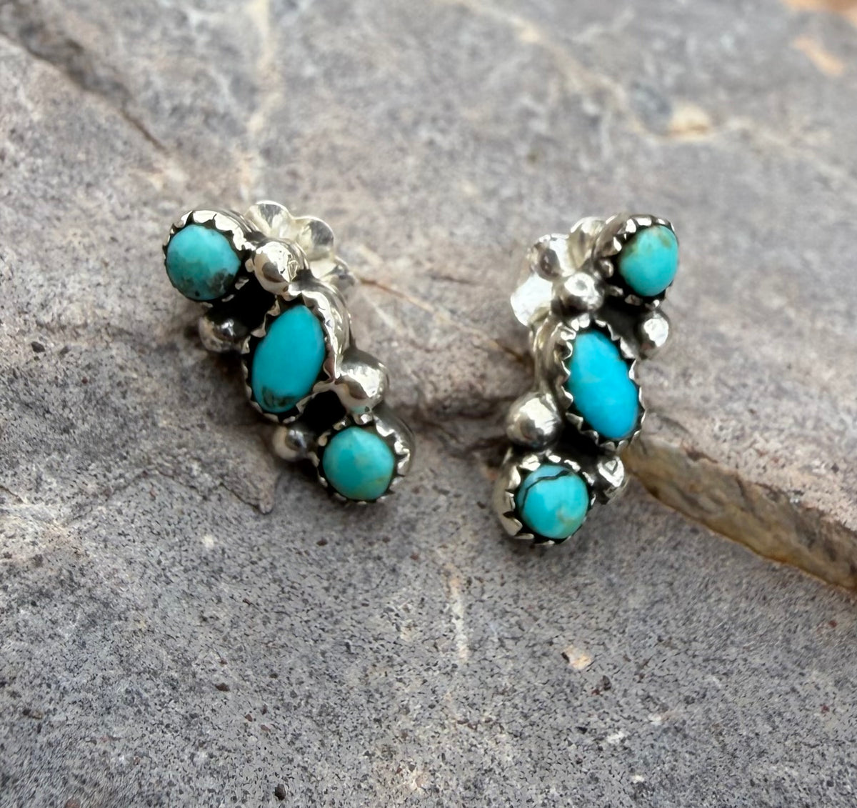 3 stone stud earrings