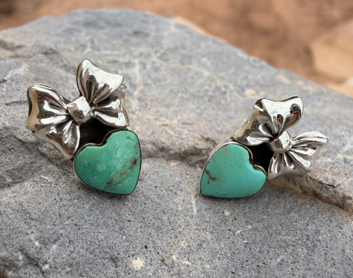 Bow-Heart Stud Earrings