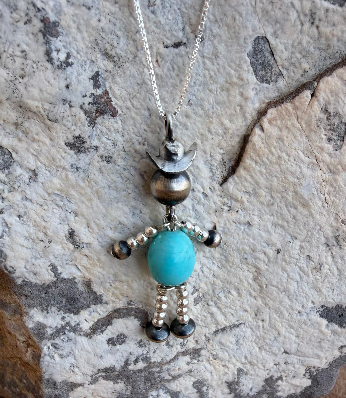 CHACO CANYON TURQUOISE COWBOY PENDANT