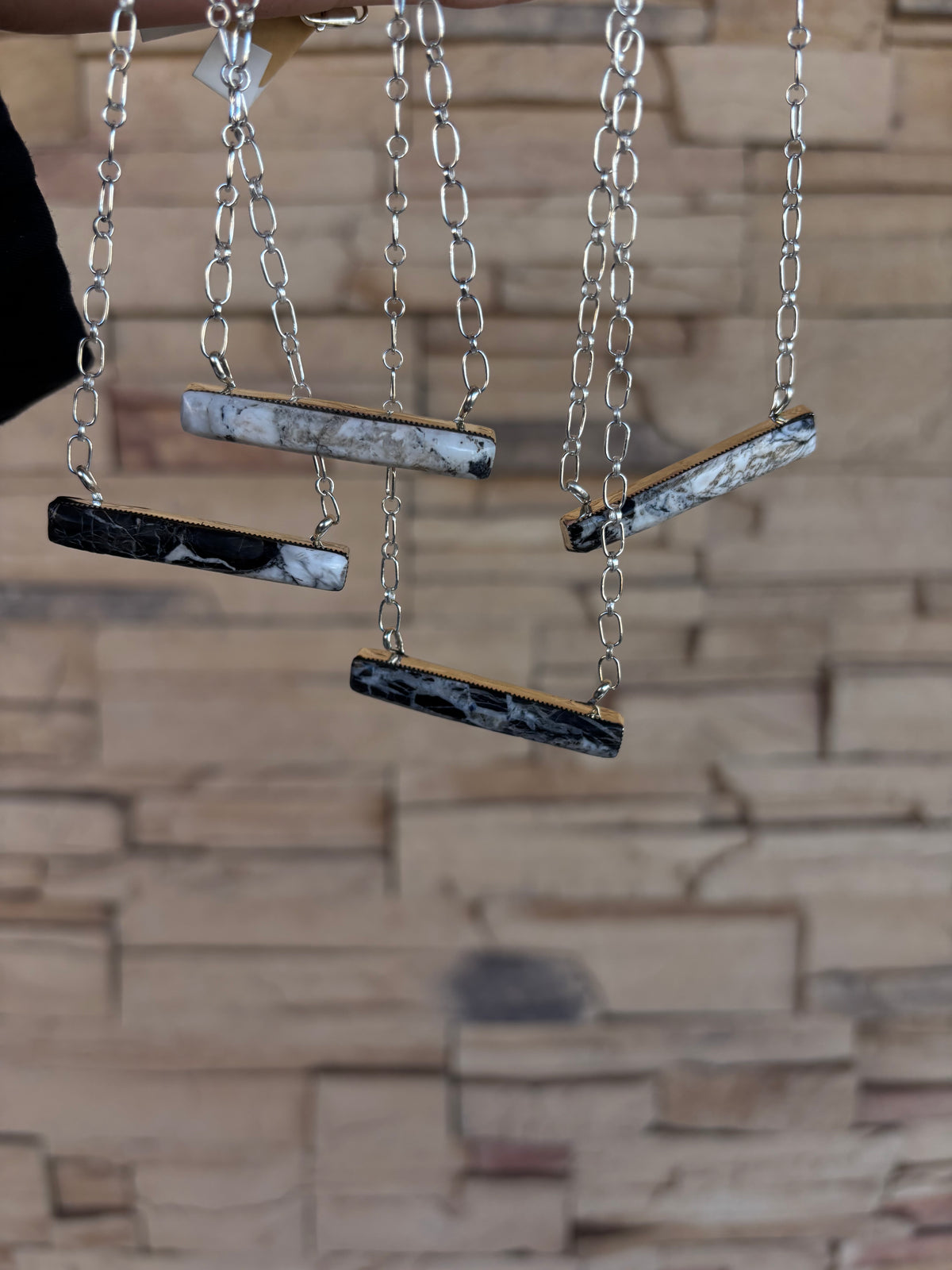 White buffalo bar necklace