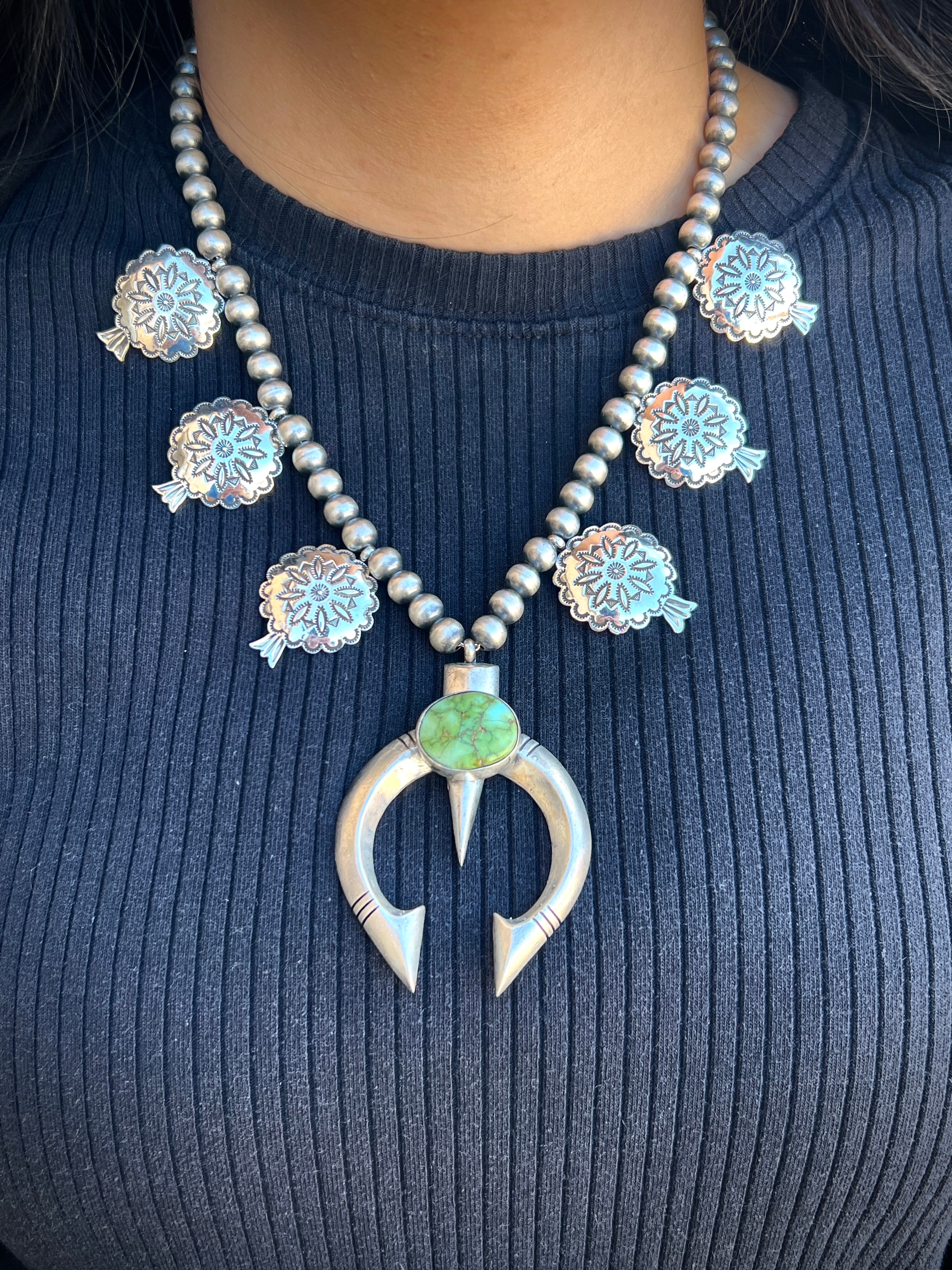 21" Concho Squash Blossom Sonoran Gold Turquoise