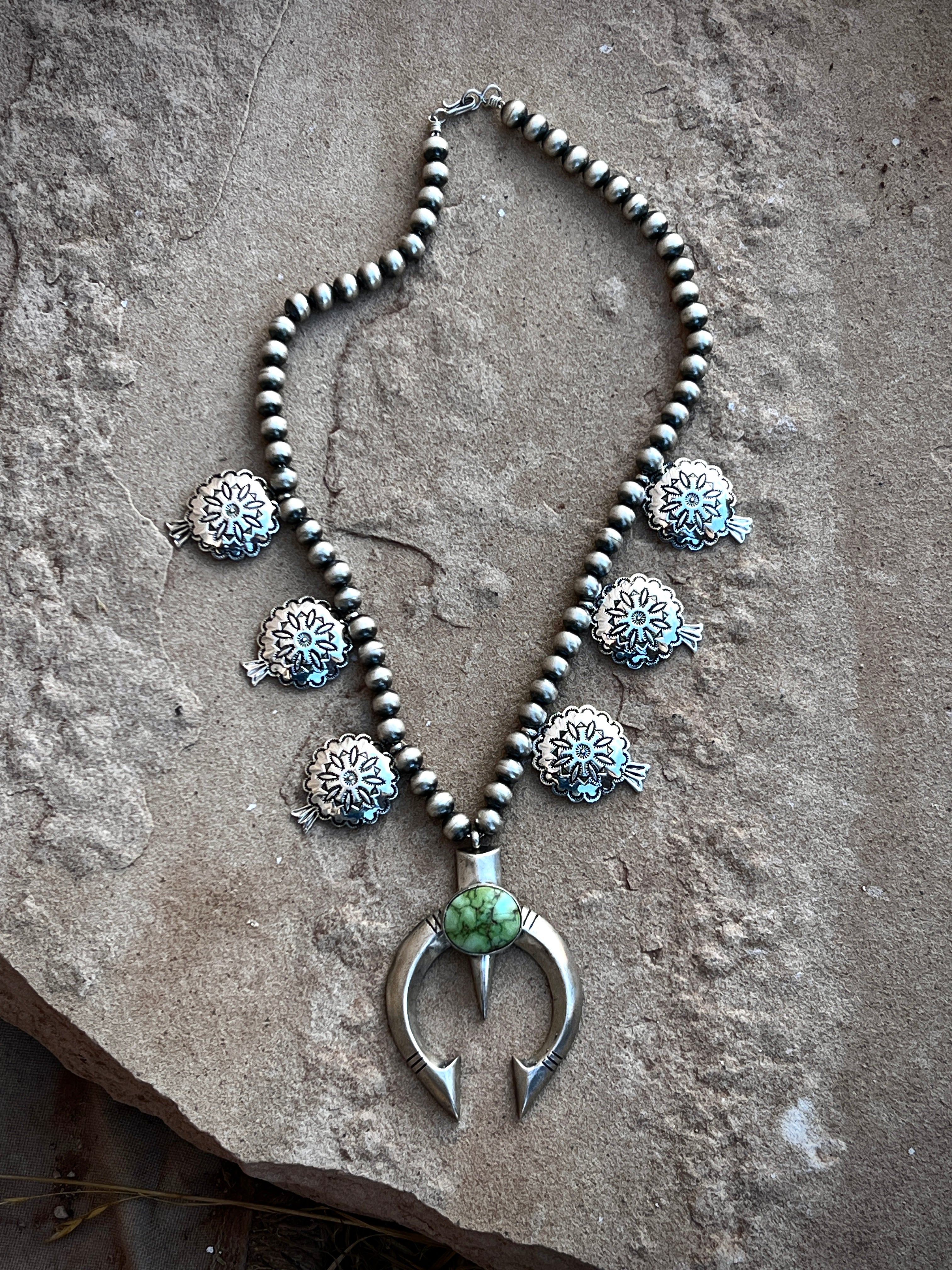 21" Concho Squash Blossom Sonoran Gold Turquoise