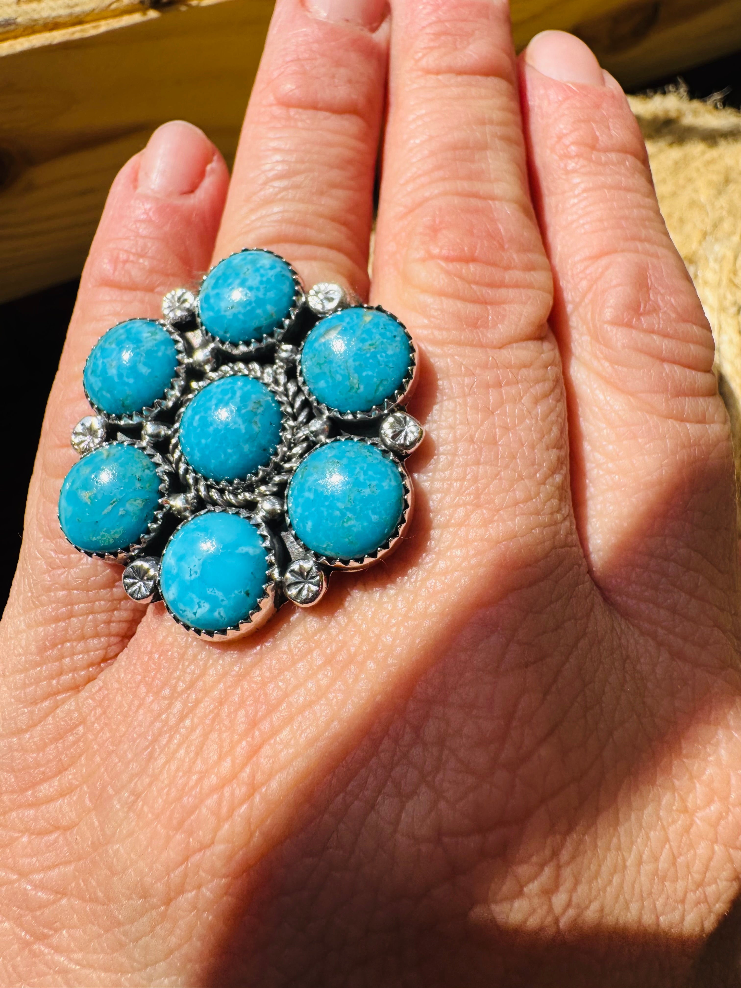 Turquoise Flower Cluster Ring
