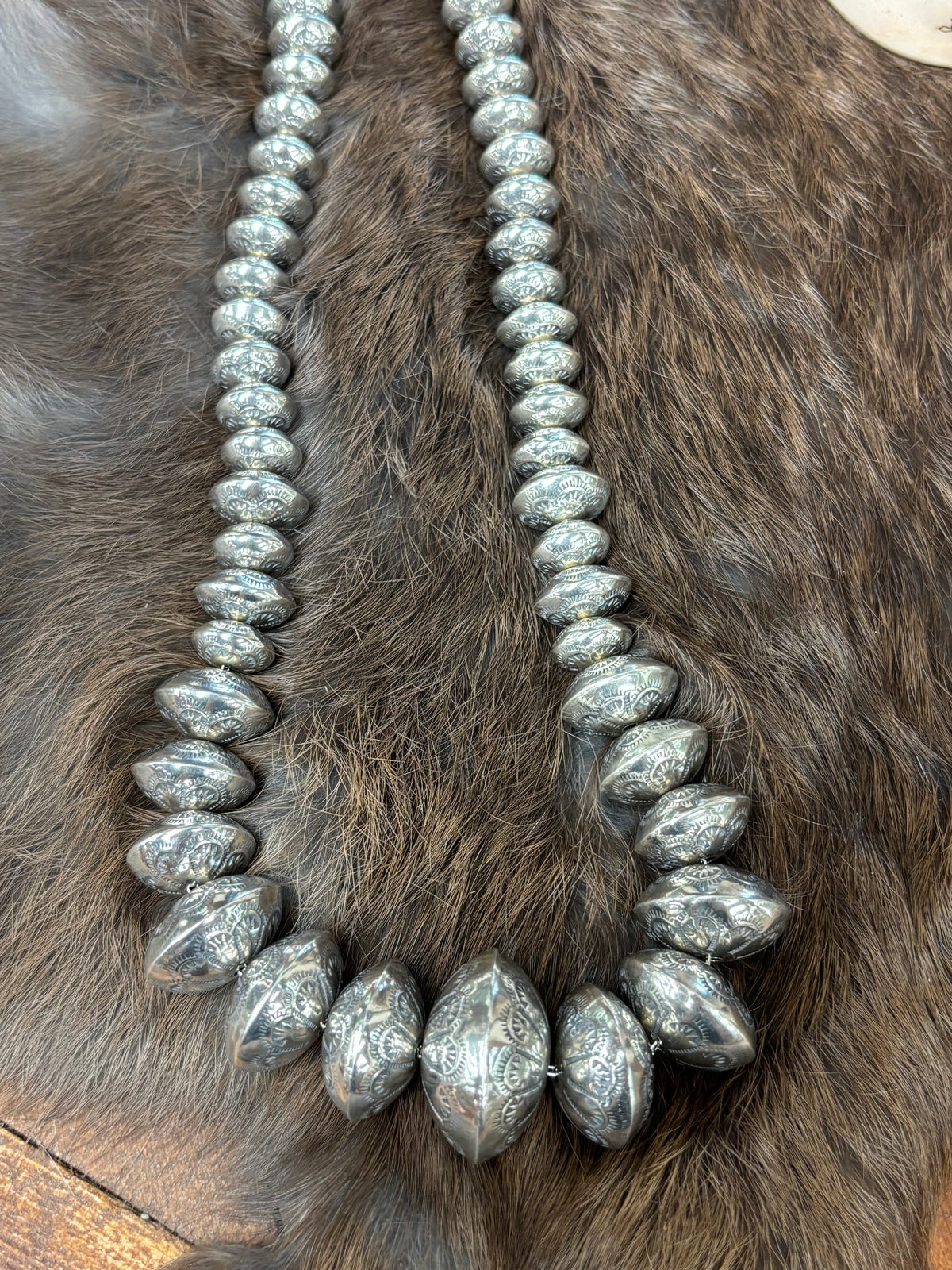 Graduated Stamped Handmade Navajo Pearls