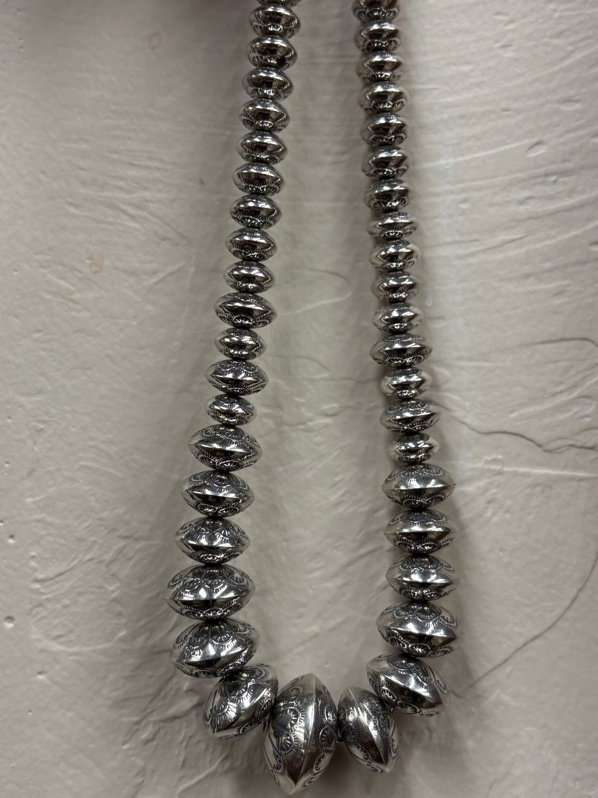 Graduated Stamped Handmade Navajo Pearls