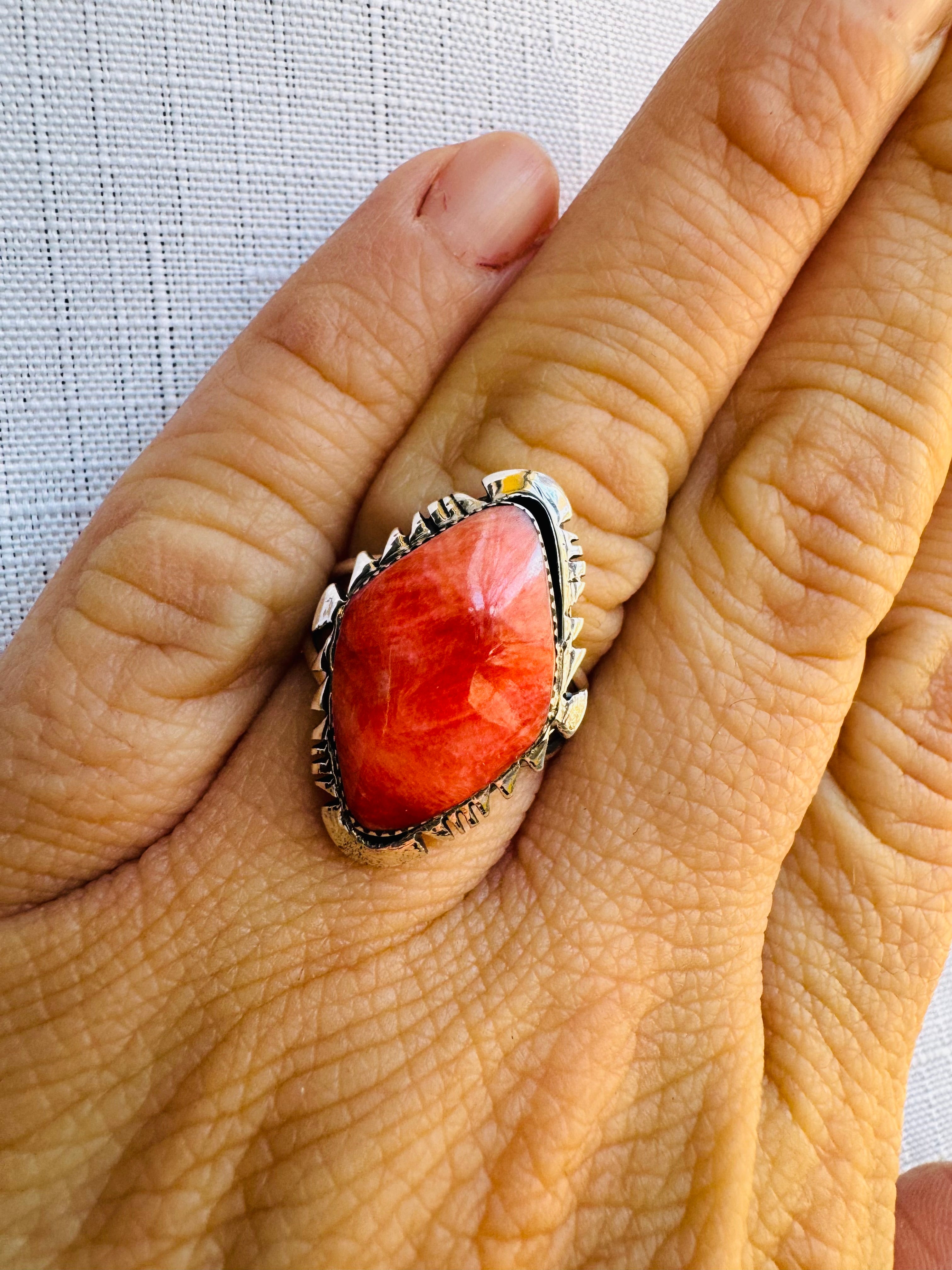Red Oyster Shell Ring
