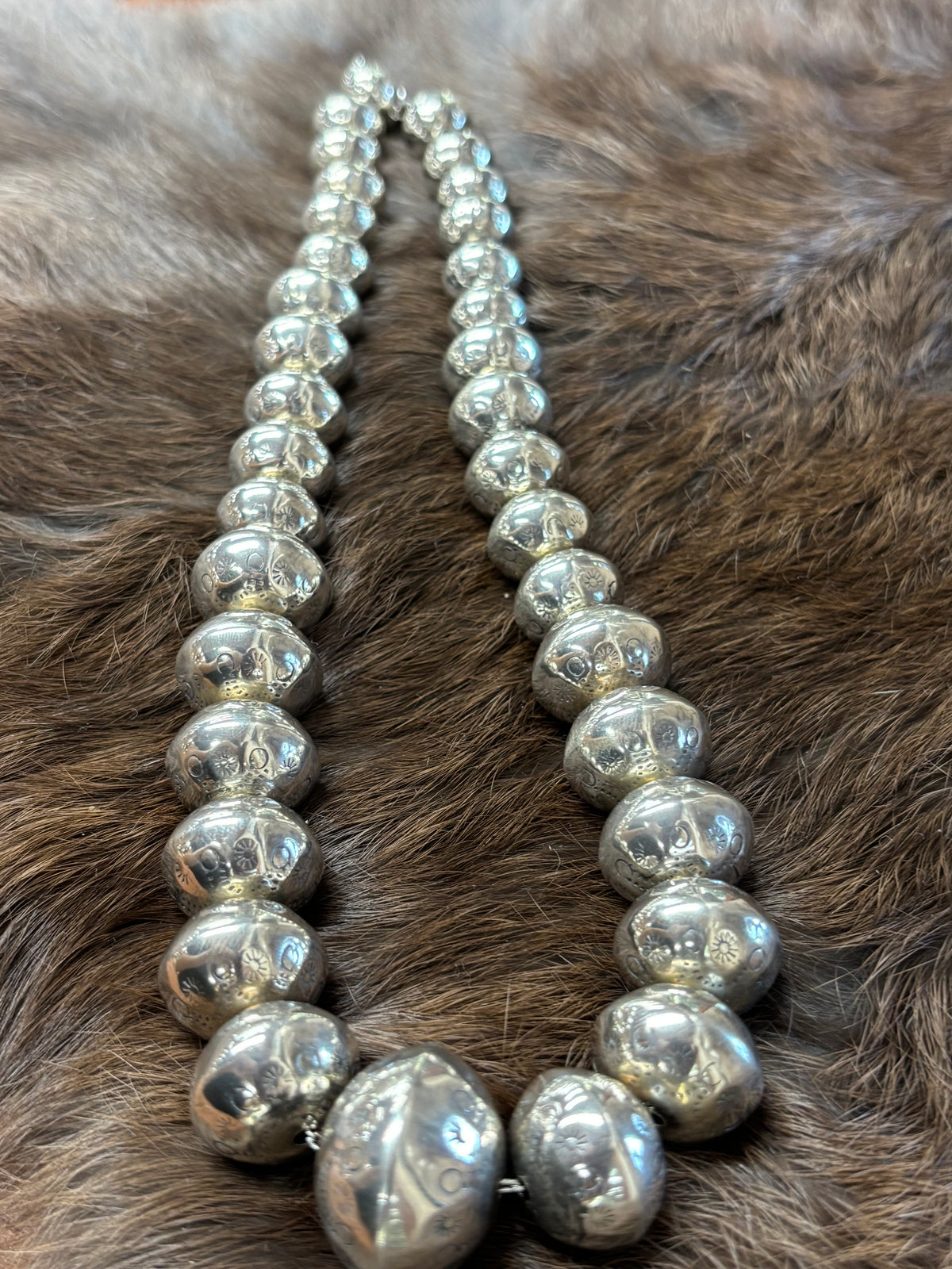 Graduated Handmade Stamped Navajo Pearls