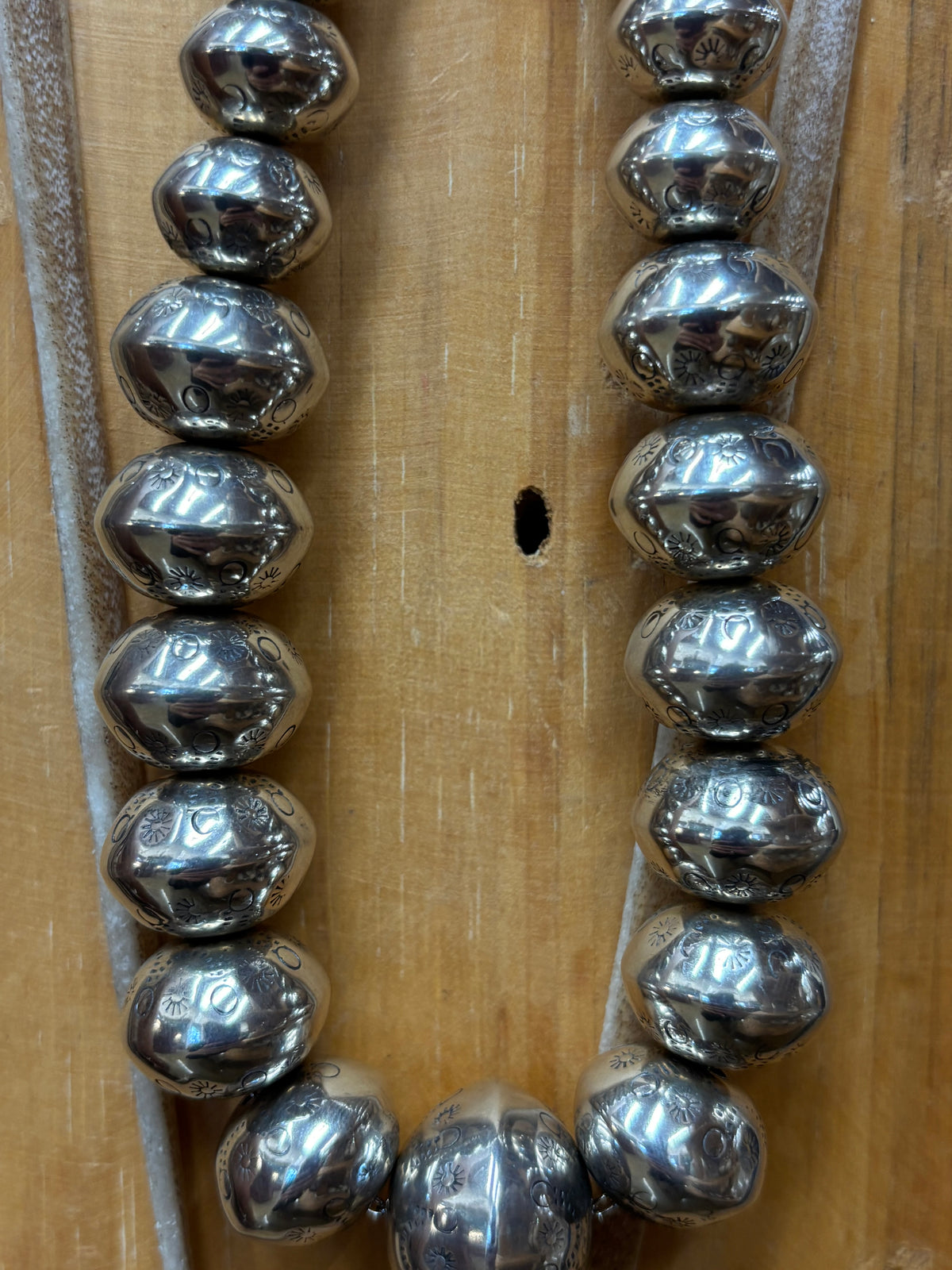 Graduated Handmade Stamped Navajo Pearls