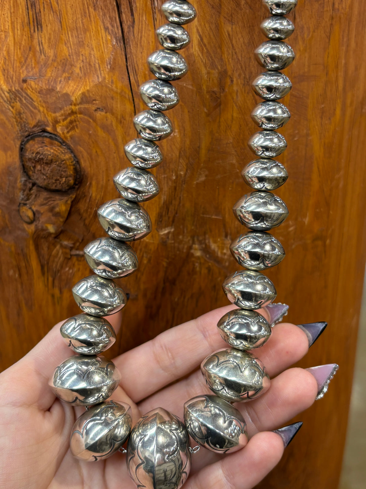Stamped Handmade Graduated Navajo Pearls