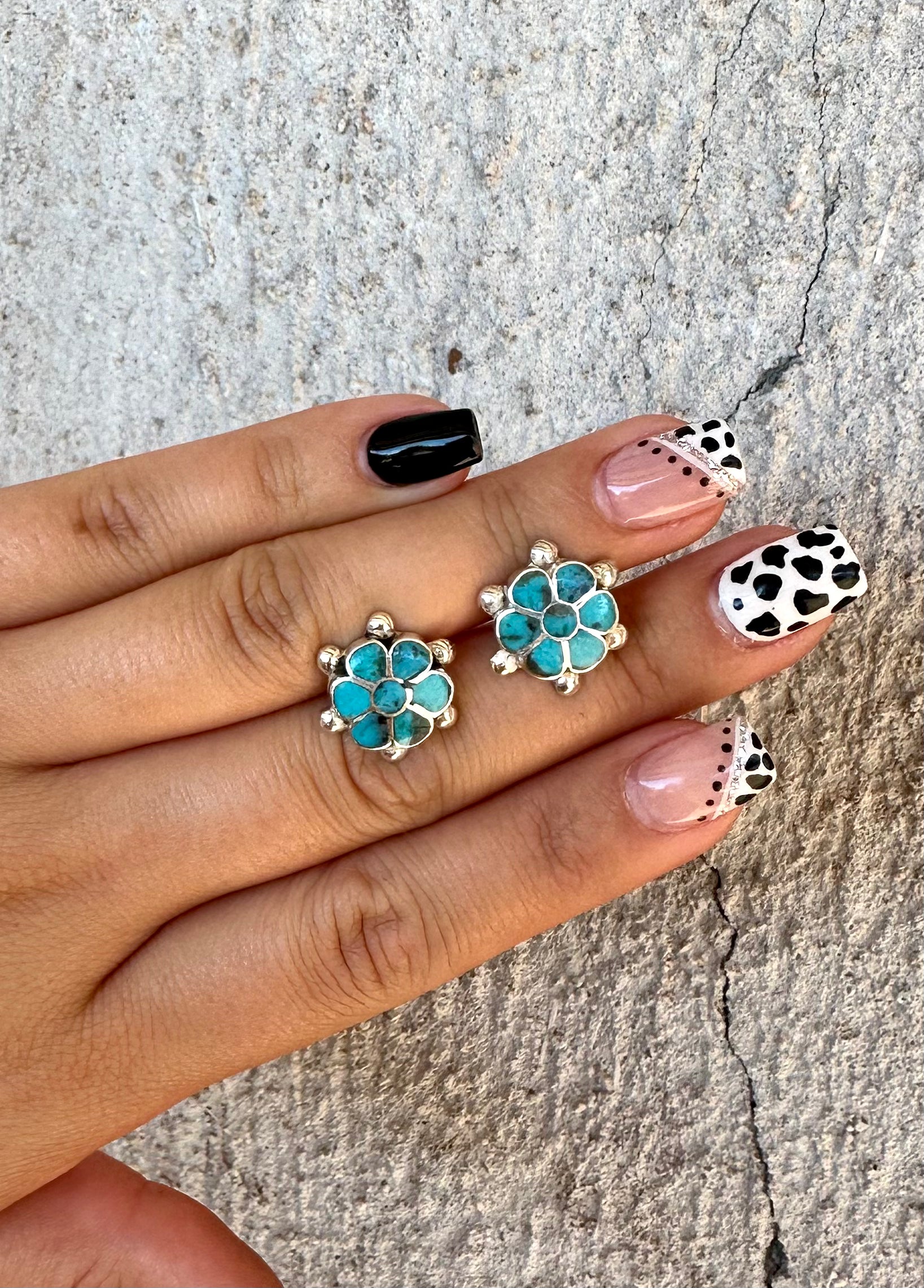 Turquoise Sunflower Stud Earring