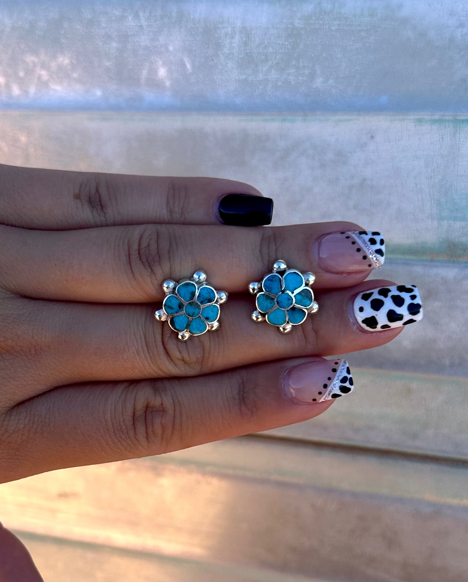 Turquoise Sunflower Stud Earring