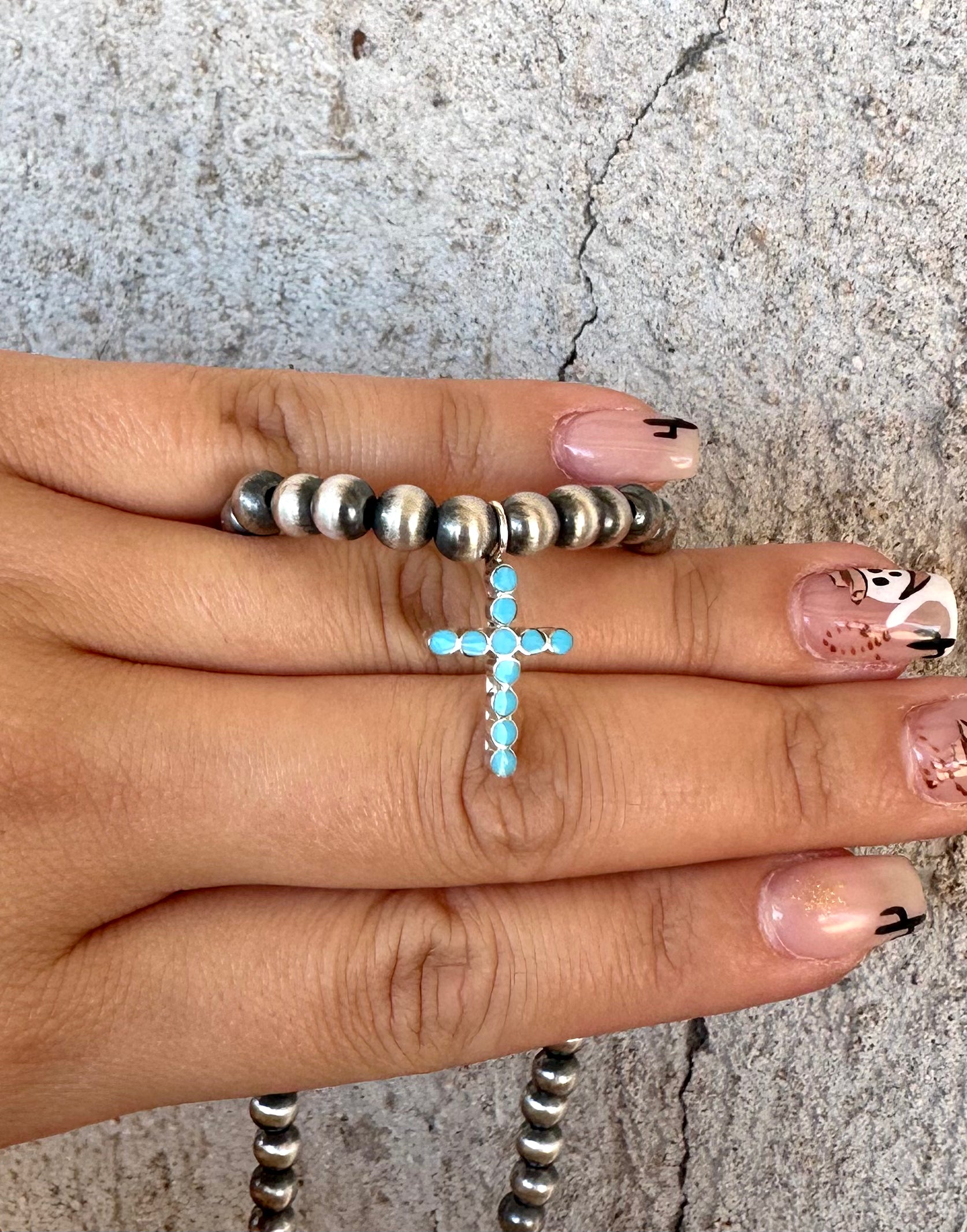 Little Pearl Zuni Cross Necklace