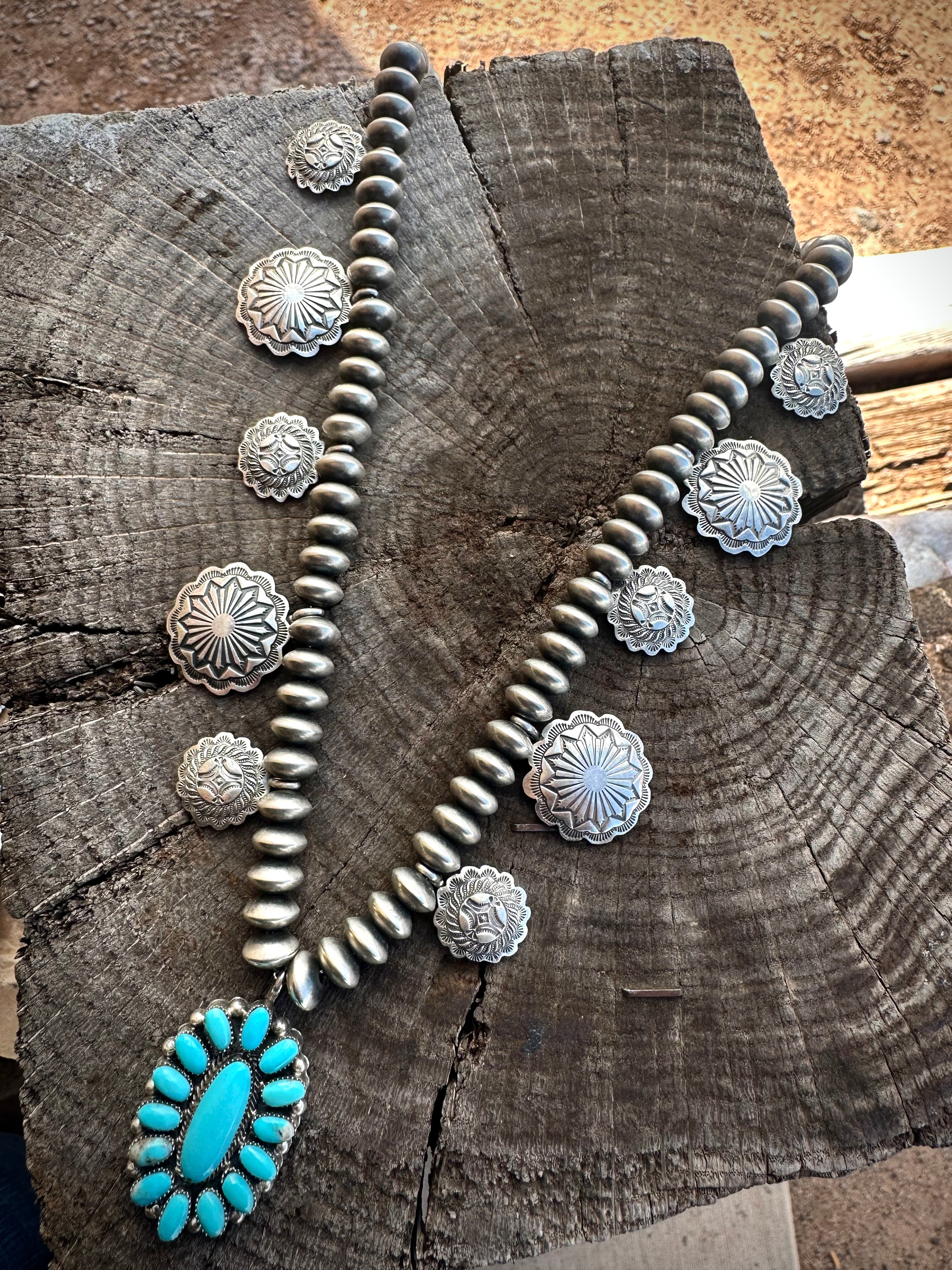 Cluster Turqouse Concho Blossom Navajo Artist Sarah Yazzie