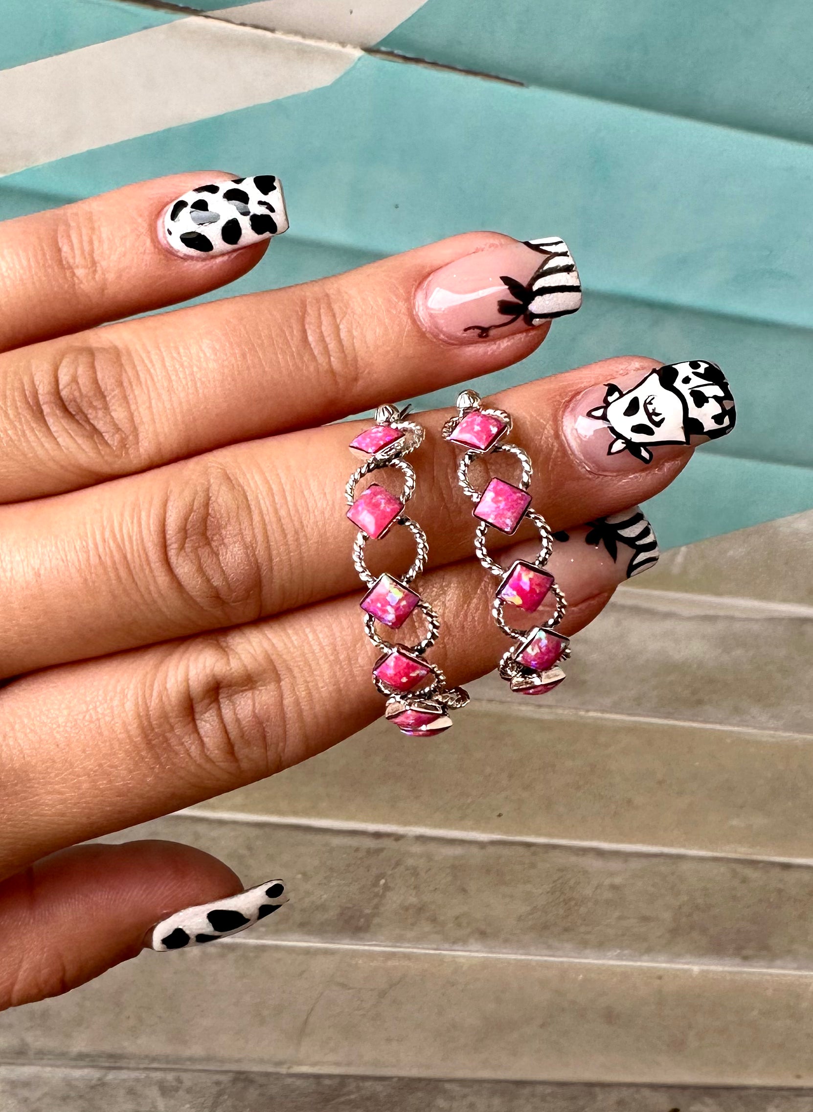 Running Bear Barbie Diamond Stone Earrings