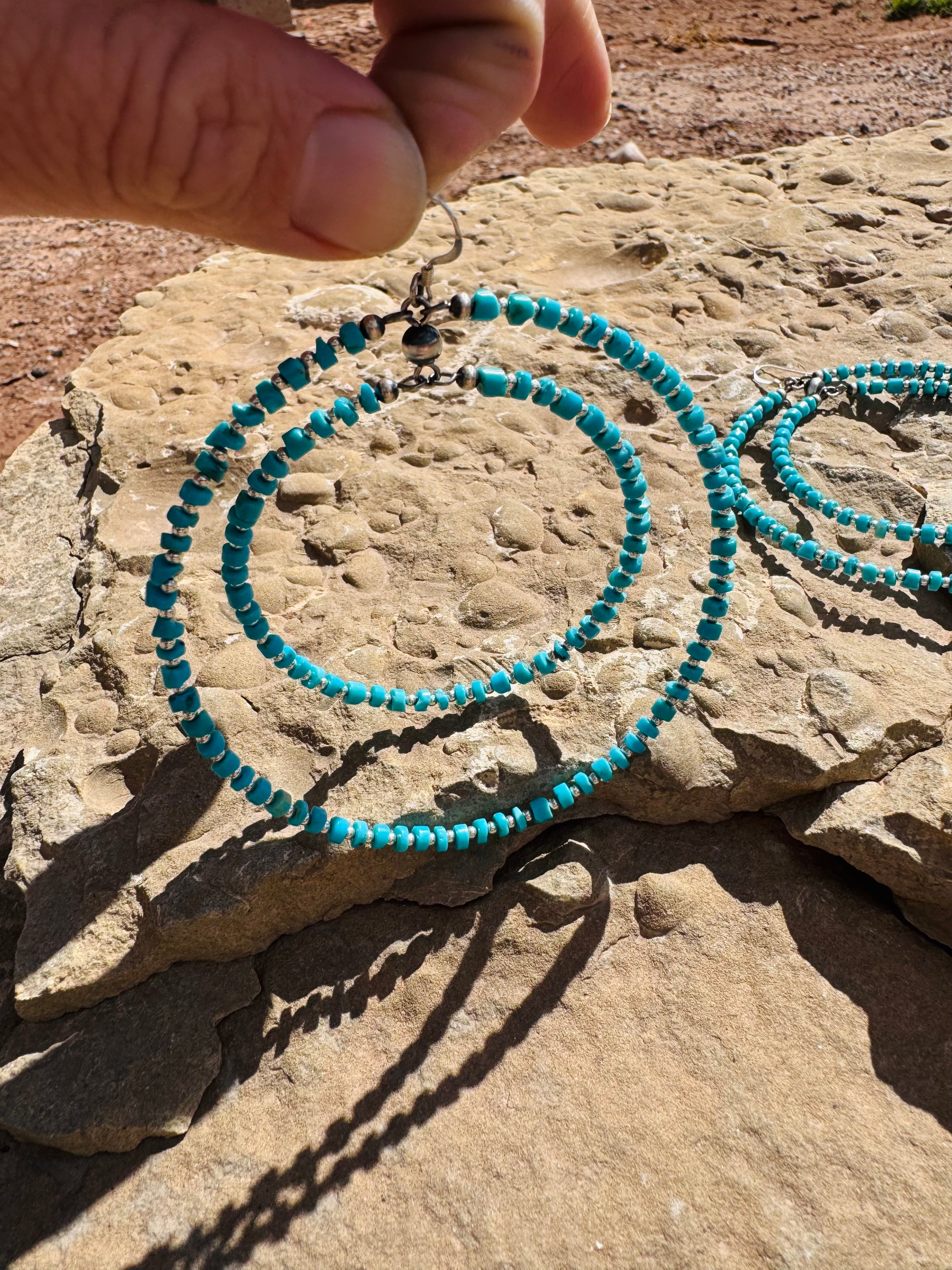 Double Hoop Turquoise Earrings